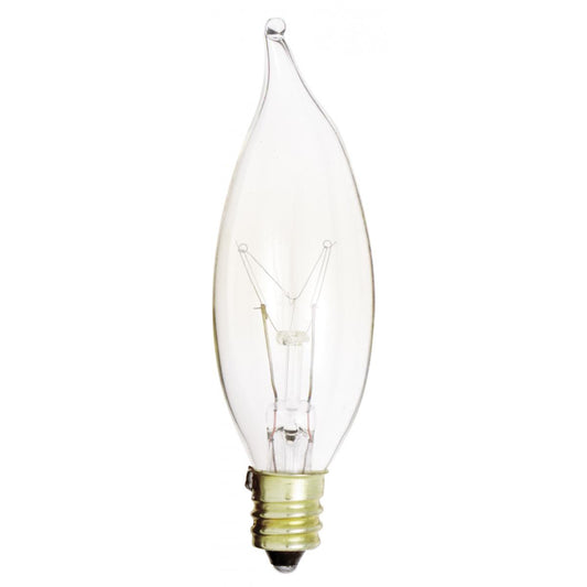 image of 15 Watt CA8 Incandescent - Clear - 2500 Average rated hours - 95 Lumens - Candelabra base - 130 Volt