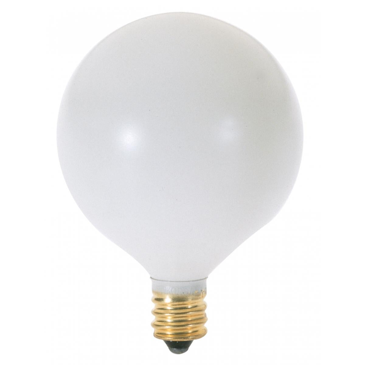 25 Watt G16 1/2 Incandescent - Satin White - 2500 Average rated hours - 162 Lumens - Candelabra base - 130 Volt
