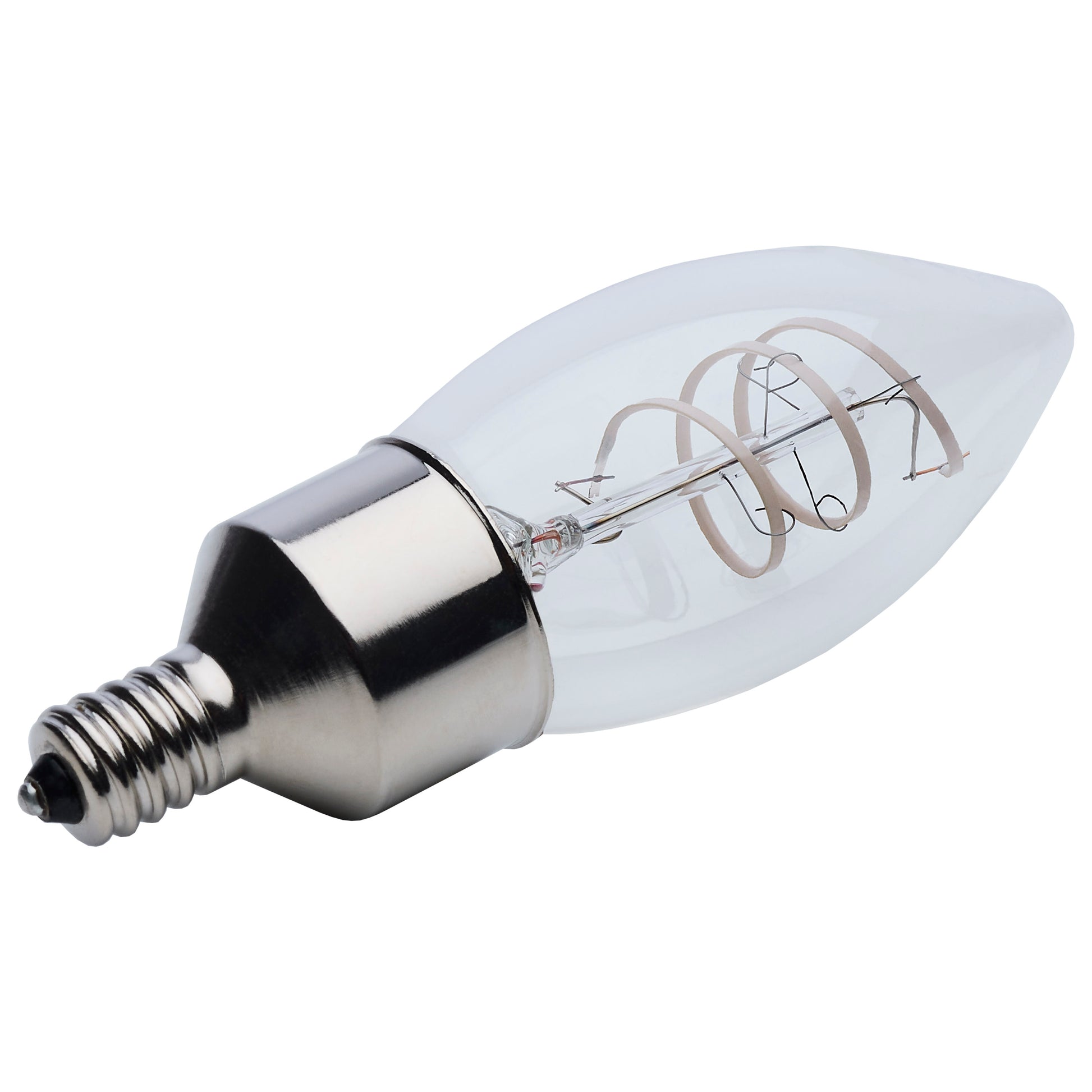 image of 4 Watt LED - Reminiscent - Flex Gray Coil Filament - B11 - Candelabra Base - 2700K CCT - Clear - 120 Volt - 2-Pack