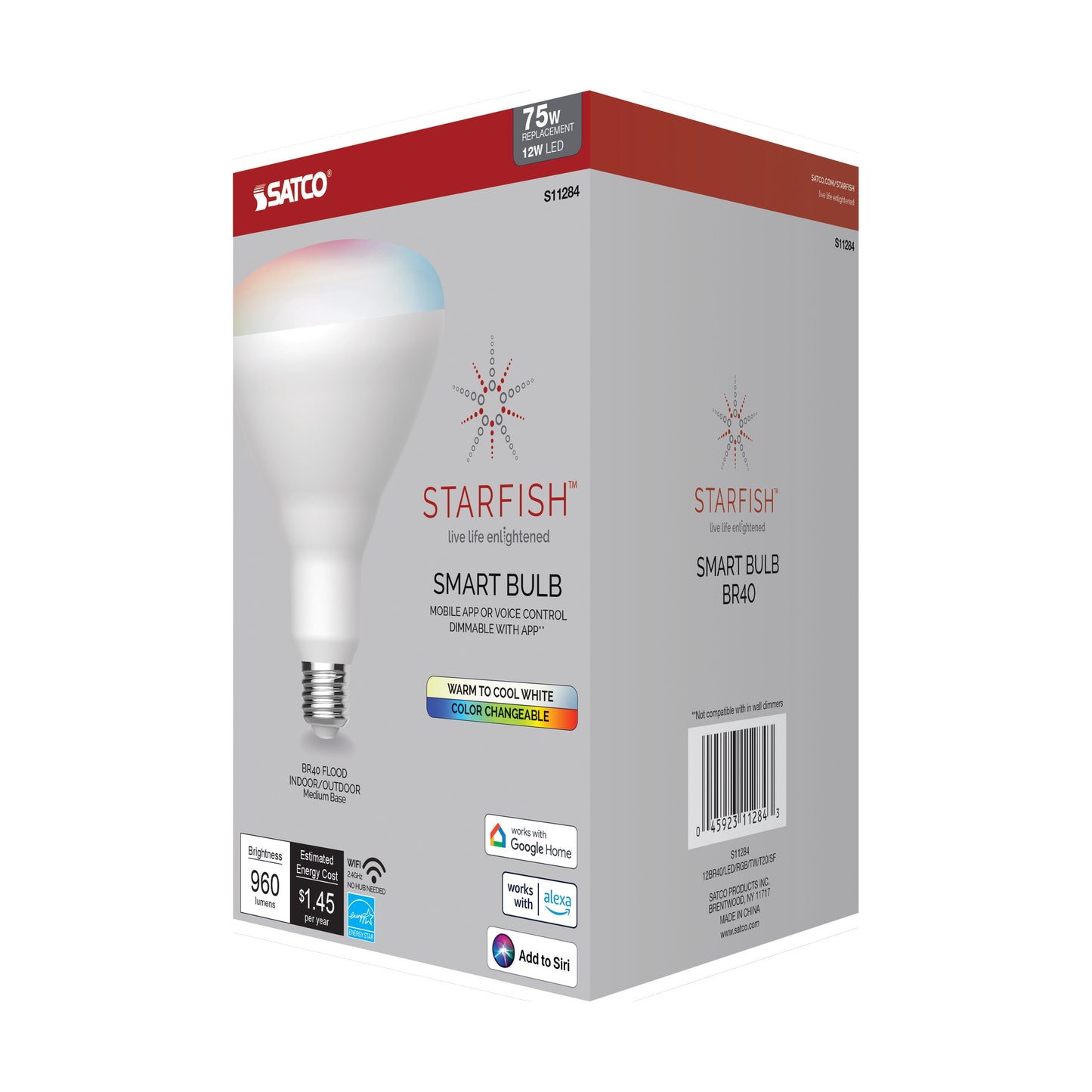 image of 12 Watt - BR40 LED - RGB & Tunable White - Starfish IOT - Medium Base - 120 Volt