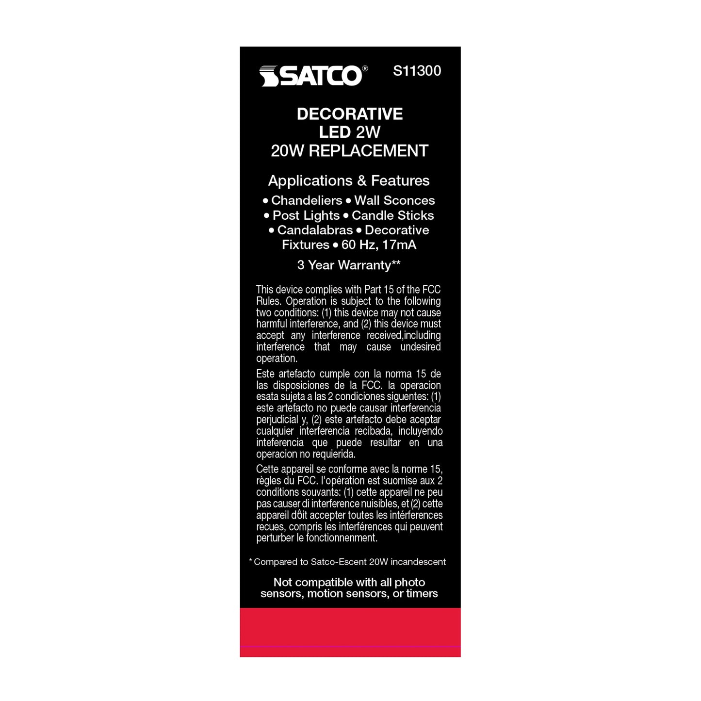 image of 2 Watt CA11 LED - Satin Spun Clear - Candelabra base - 2700K - 120 Volt