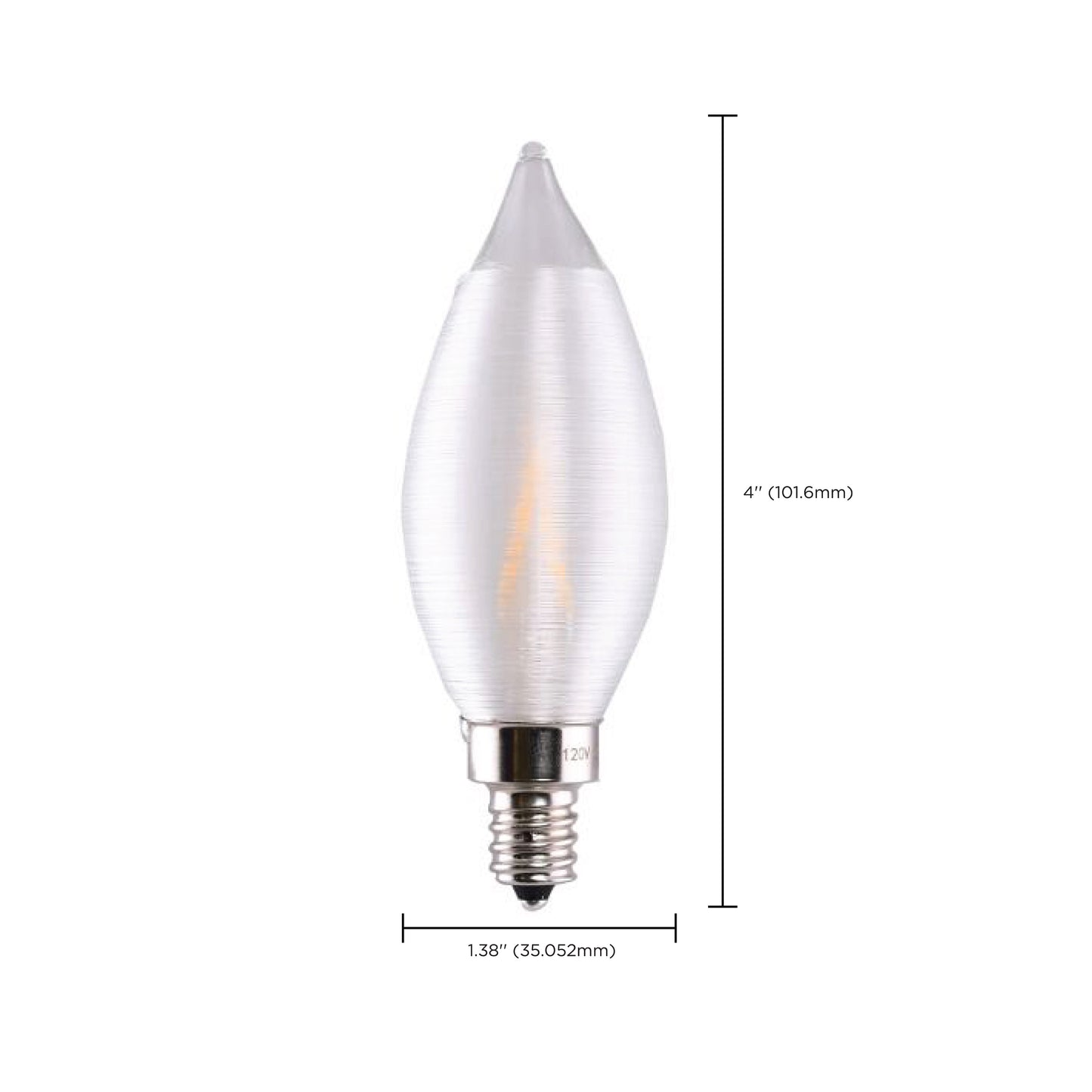 image of 4 Watt CA11 LED - Satin Spun Clear - Candelabra base - 2700K - 120 Volt