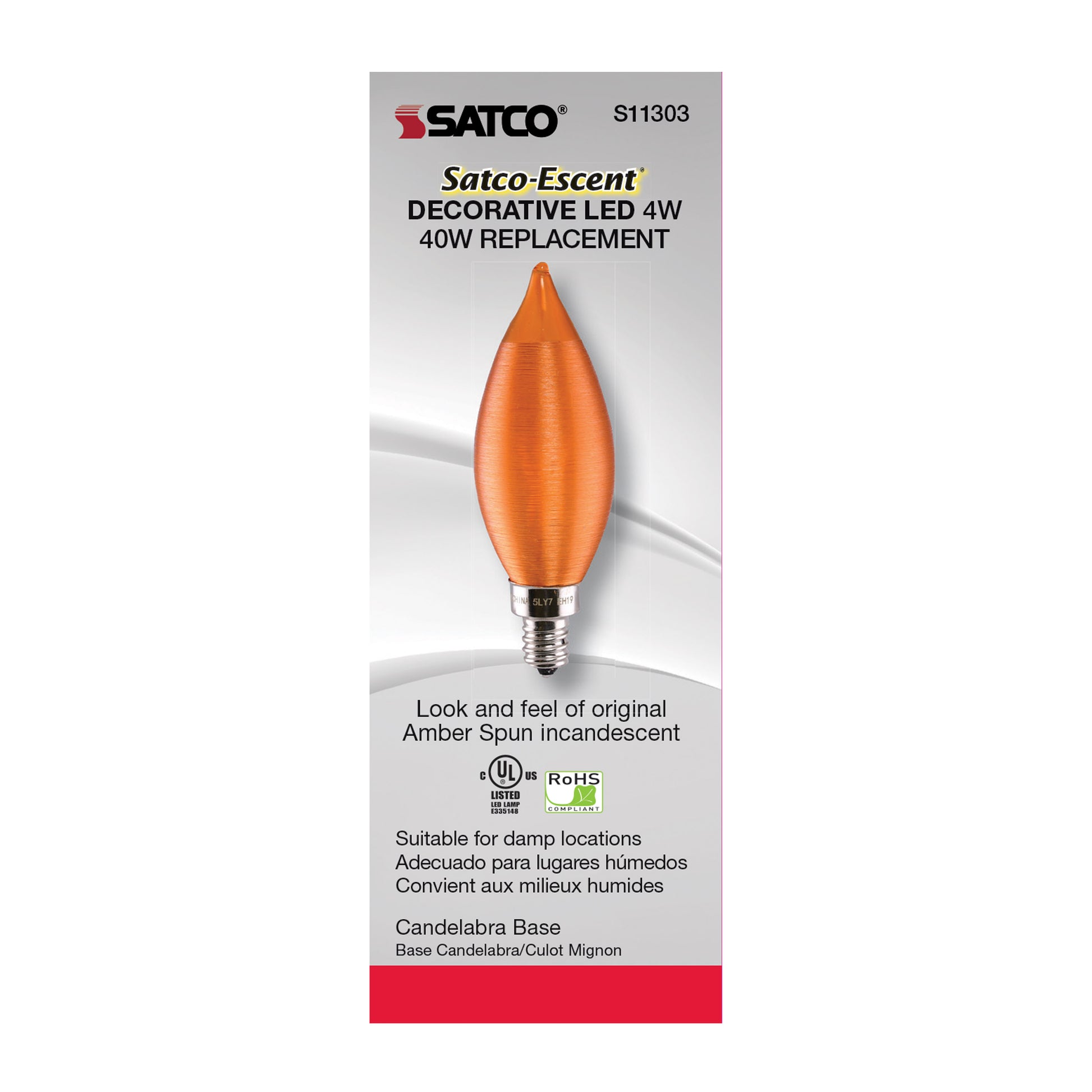 image of 4 Watt CA11 LED - Satin Spun Amber - Candelabra base - 2100K - 120 Volt