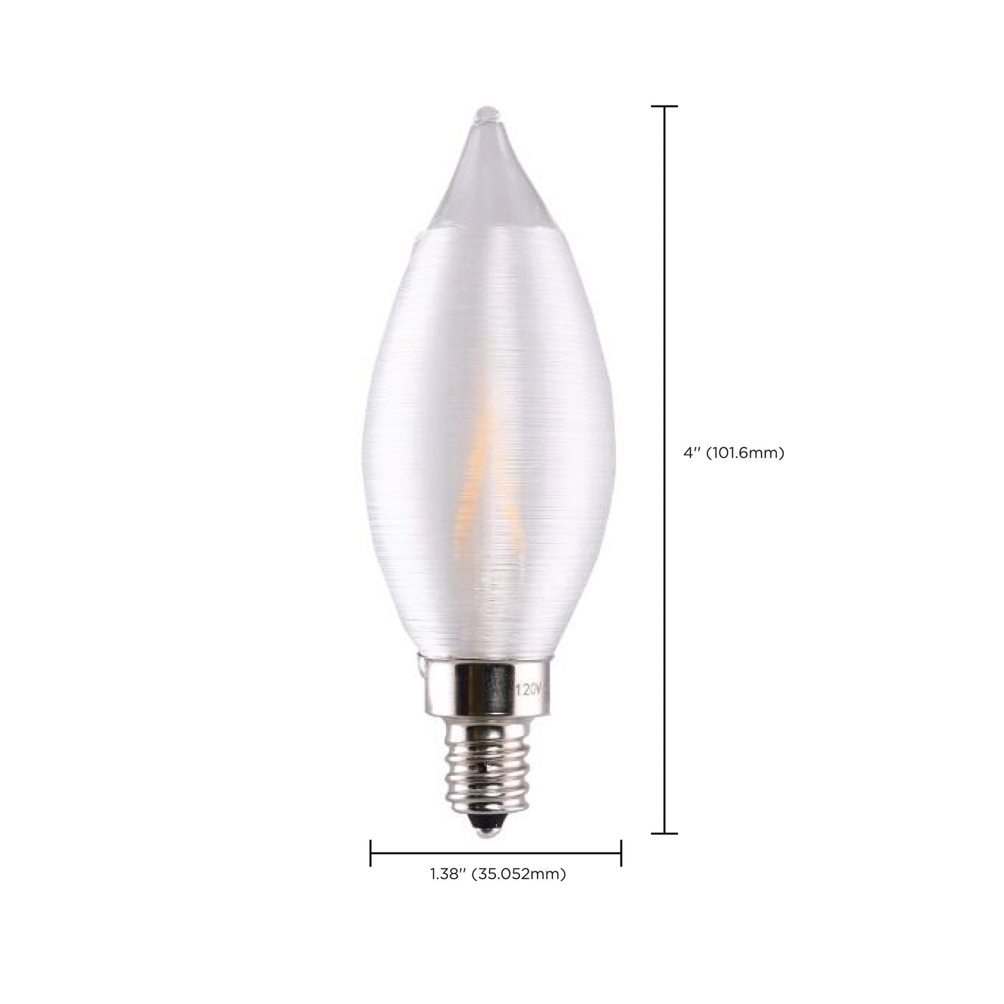 image of 2 Watt CA11 LED - Satin Spun Clear - Candelabra base - 2700K - 120 Volt - Carded