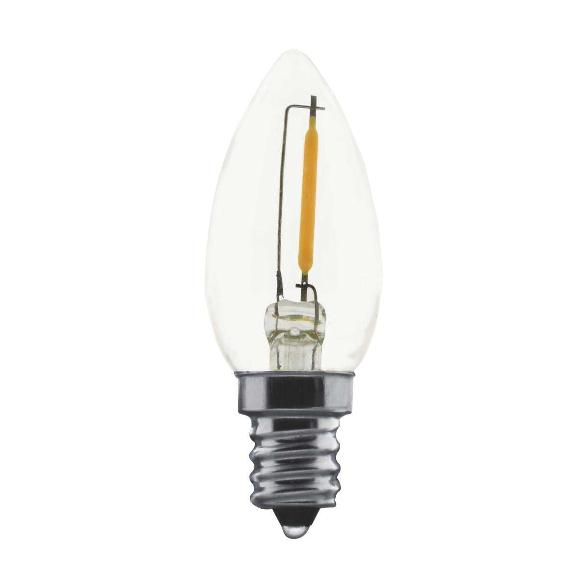 image of 0.7 Watt LED - C7 - Clear - 2700K - Candelabra base - 120 Volt - Carded 2 Pack
