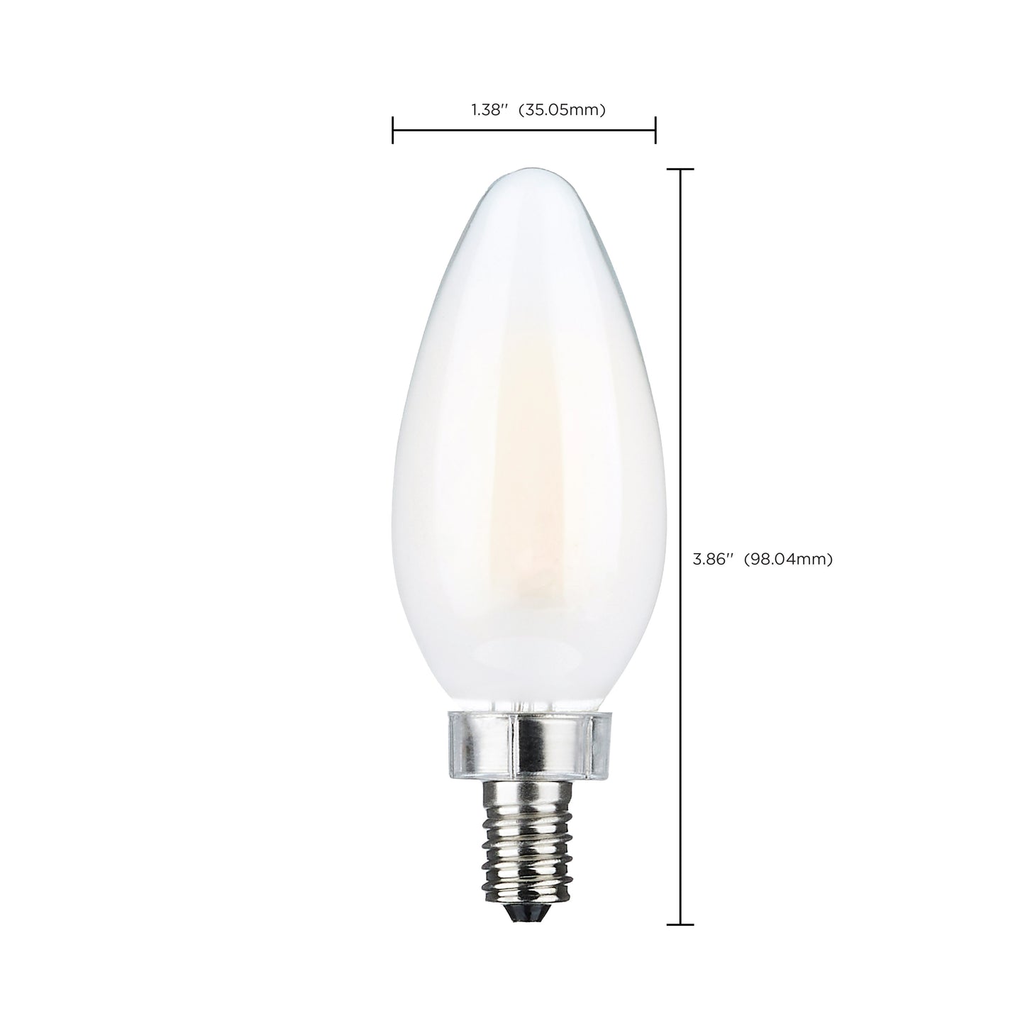 image of 8 Watt C11 LED - Frosted Finish - Candelabra Base - 3000K - 90 CRI - 800 Lumens - 120 Volt
