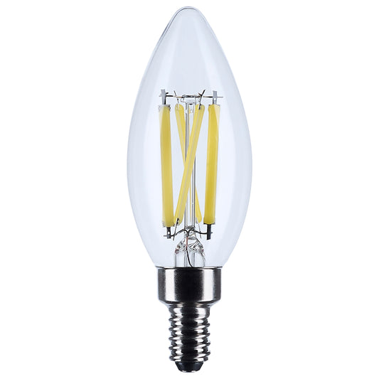 image of 8 Watt C11 LED - Clear - Candelabra base - 2700K - 90 CRI - 760 Lumens - 120 Volt