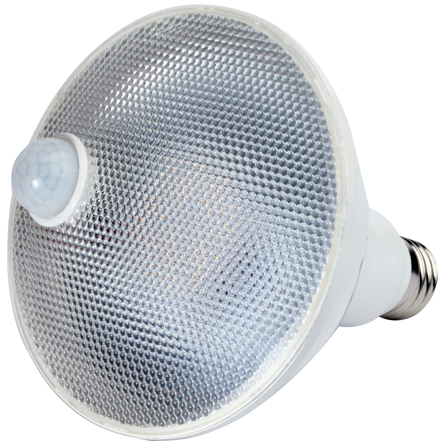image of 14 Watt PAR38 LED - White - 3000K - 1100 Lumens - 120 Volt - PIR Sensor - Non-Dimmable