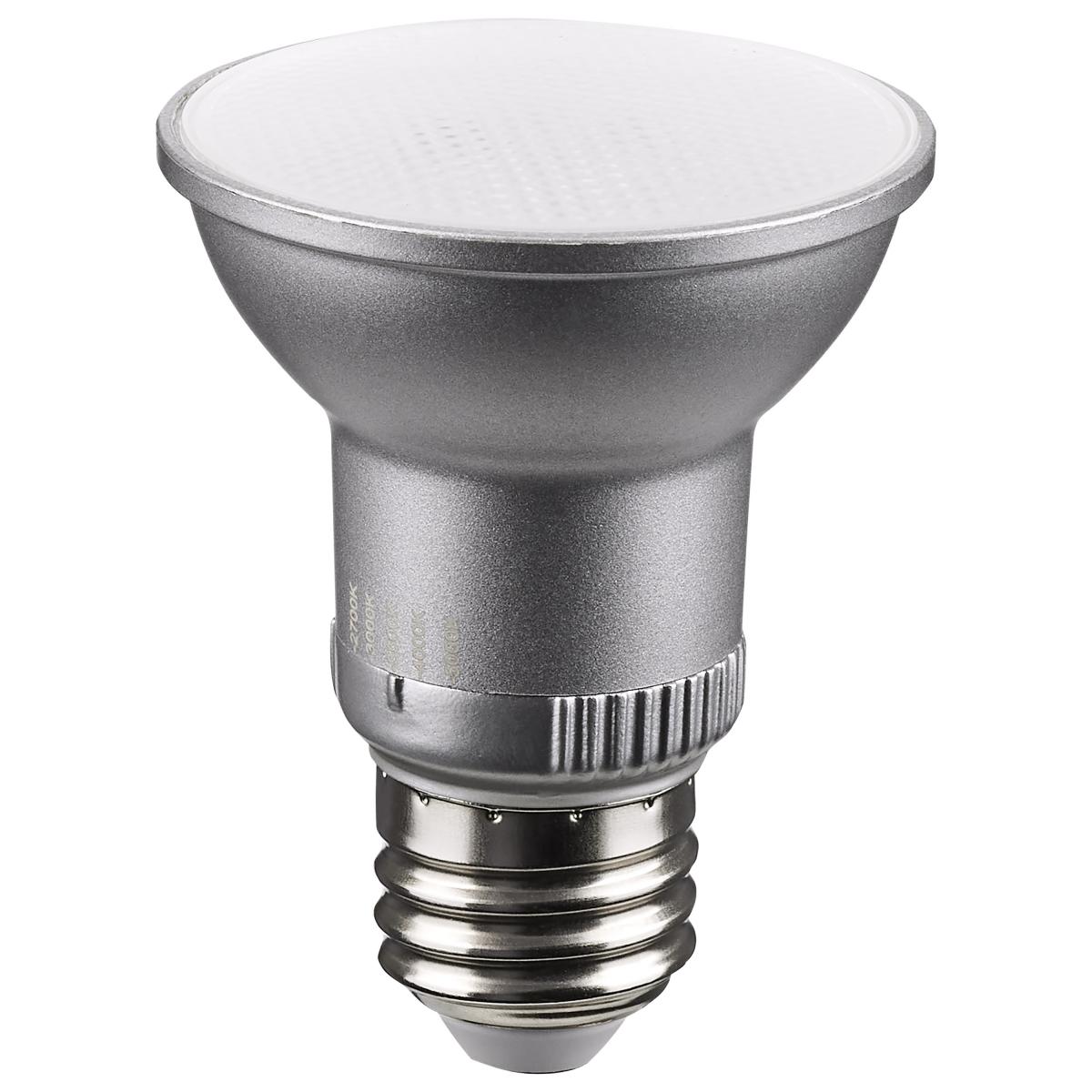 image of 5.5 Watt PAR20 LED - Medium Base - Silver Finish - CCT Selectable - 120 Volt - 25 Degree Beam Angle
