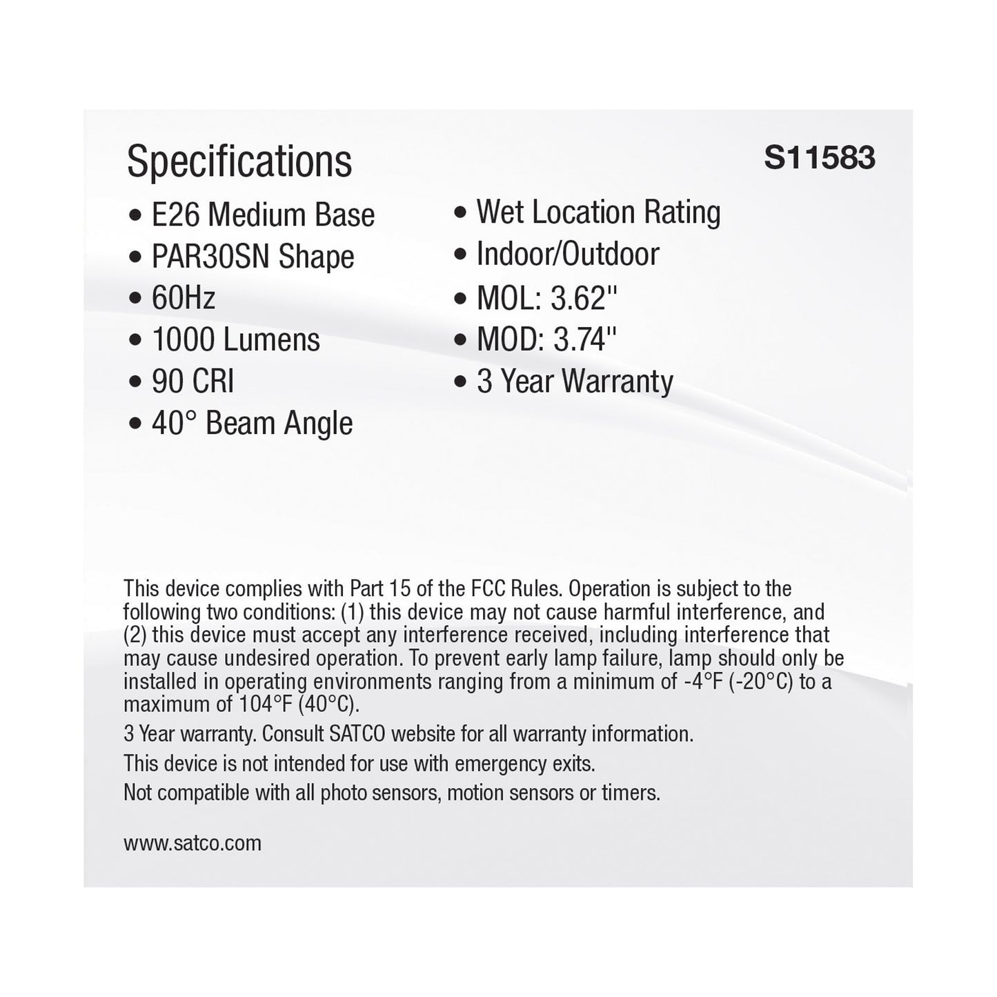 image of 11 Watt PAR30SN LED - Medium Base - Silver Finish - CCT Selectable - 120 Volt - 40 Degree Beam Angle
