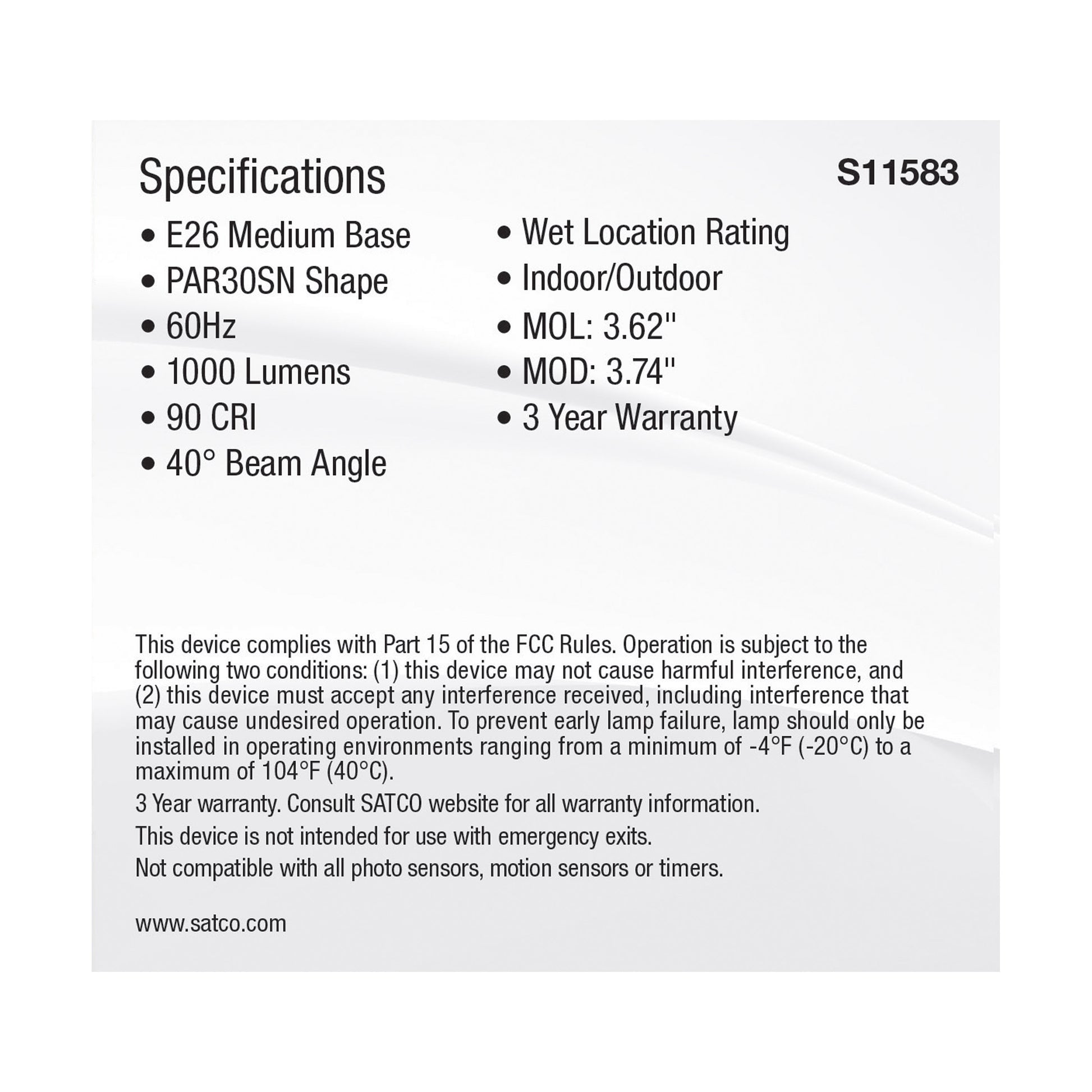 image of 11 Watt PAR30SN LED - Medium Base - Silver Finish - CCT Selectable - 120 Volt - 40 Degree Beam Angle