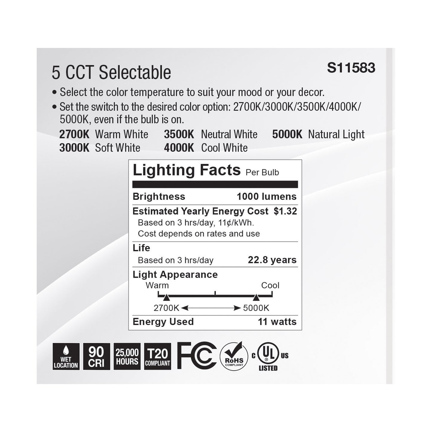 image of 11 Watt PAR30SN LED - Medium Base - Silver Finish - CCT Selectable - 120 Volt - 40 Degree Beam Angle