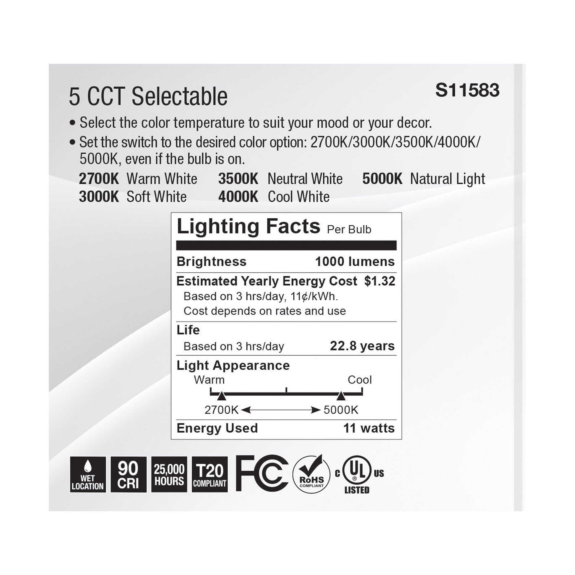 image of 11 Watt PAR30SN LED - Medium Base - Silver Finish - CCT Selectable - 120 Volt - 40 Degree Beam Angle