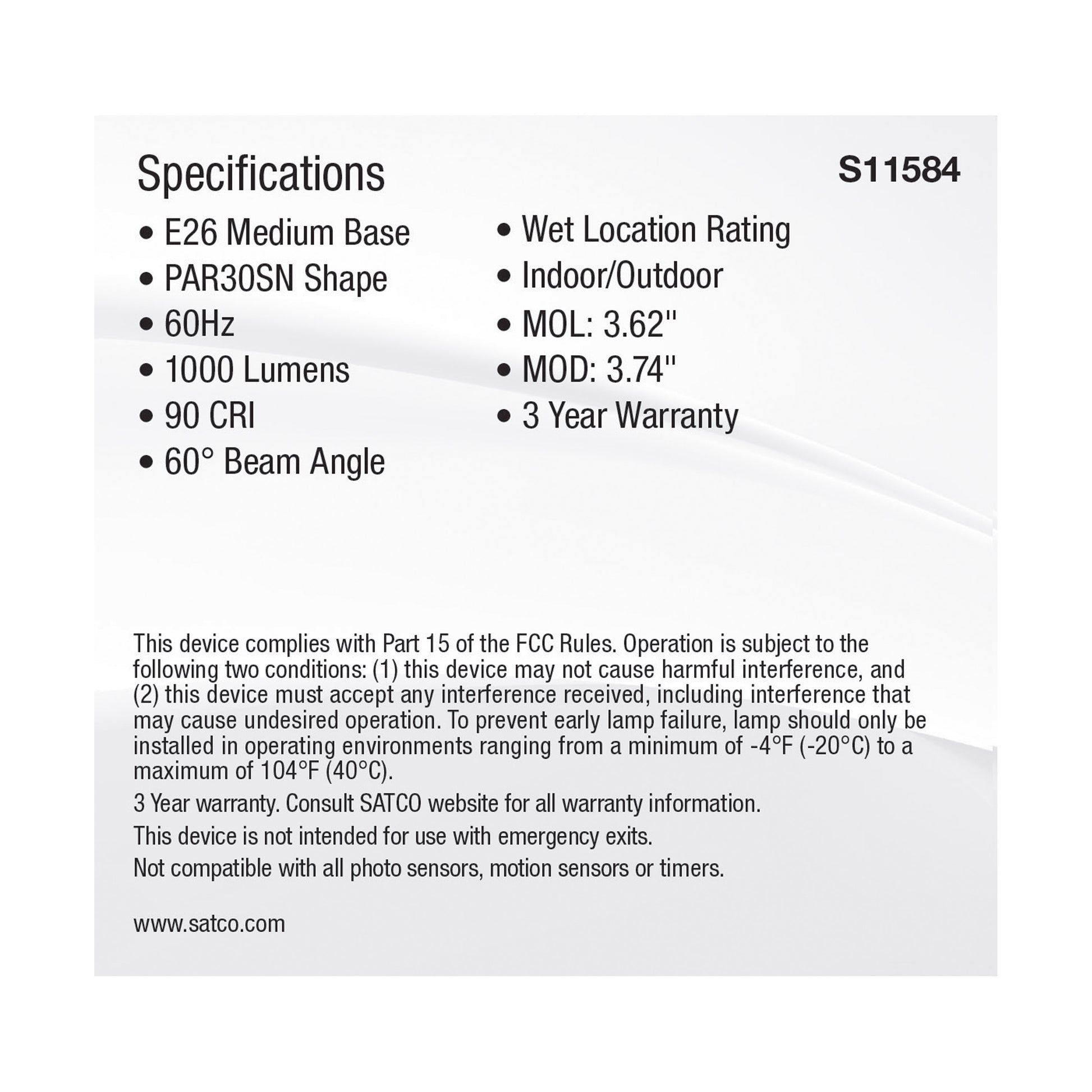 image of 11 Watt PAR30SN LED - Medium Base - Silver Finish - CCT Selectable - 120 Volt - 60 Degree Beam Angle