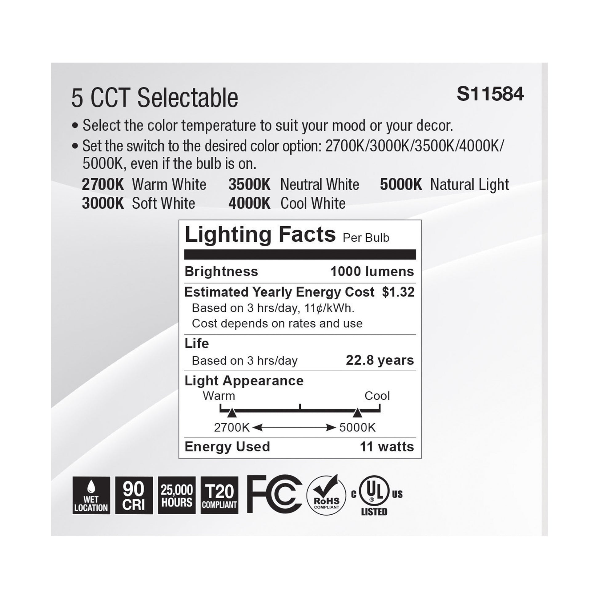 image of 11 Watt PAR30SN LED - Medium Base - Silver Finish - CCT Selectable - 120 Volt - 60 Degree Beam Angle