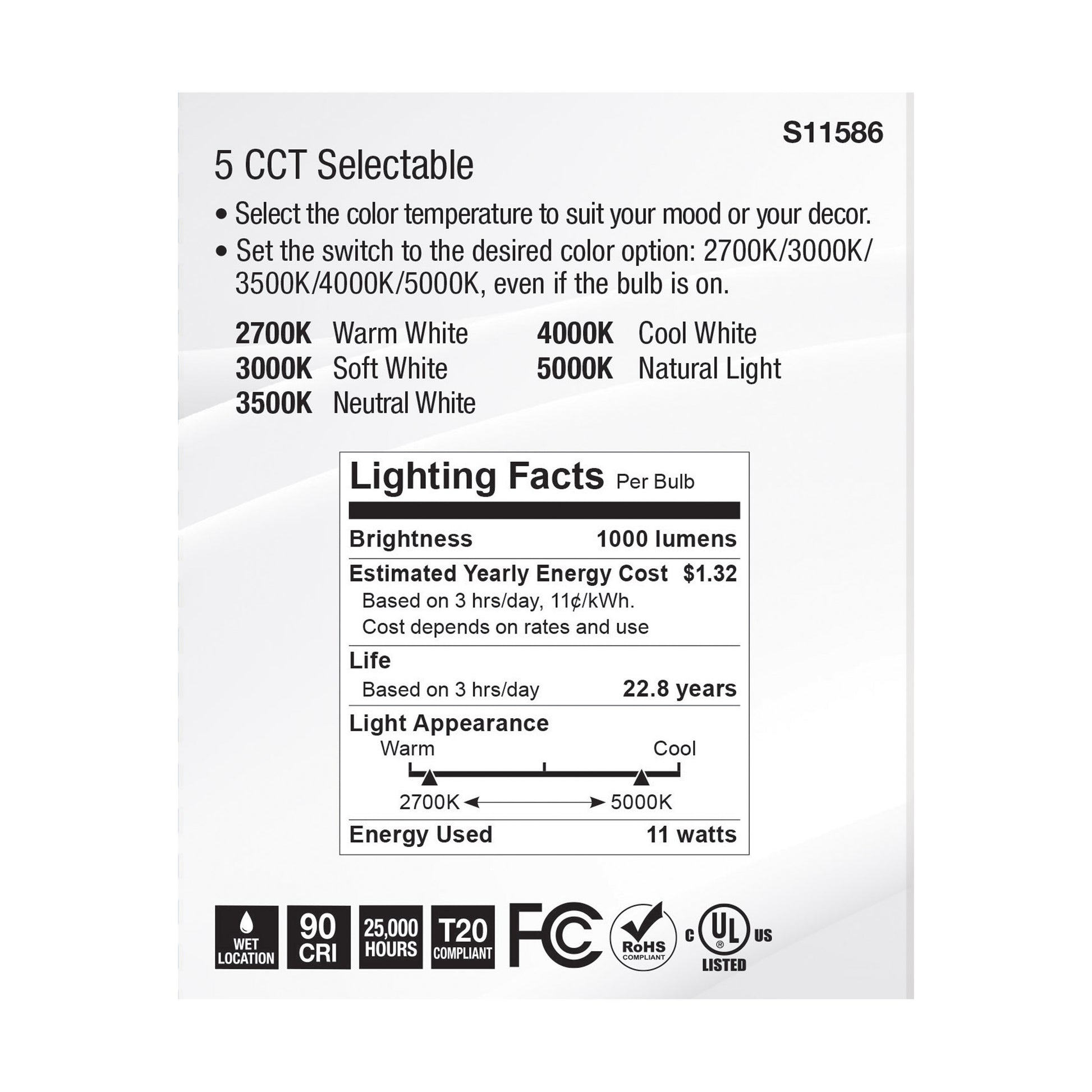 image of 11 Watt PAR30LN LED - Medium Base - Silver Finish - CCT Selectable - 120 Volt - 40 Degree Beam Angle