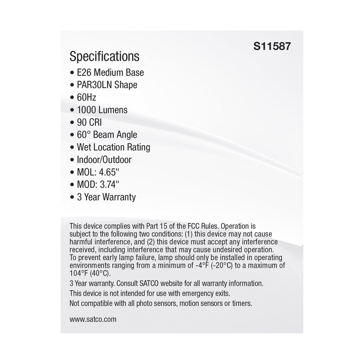 image of 11 Watt PAR30LN LED - Medium Base - Silver Finish - CCT Selectable - 120 Volt - 60 Degree Beam Angle