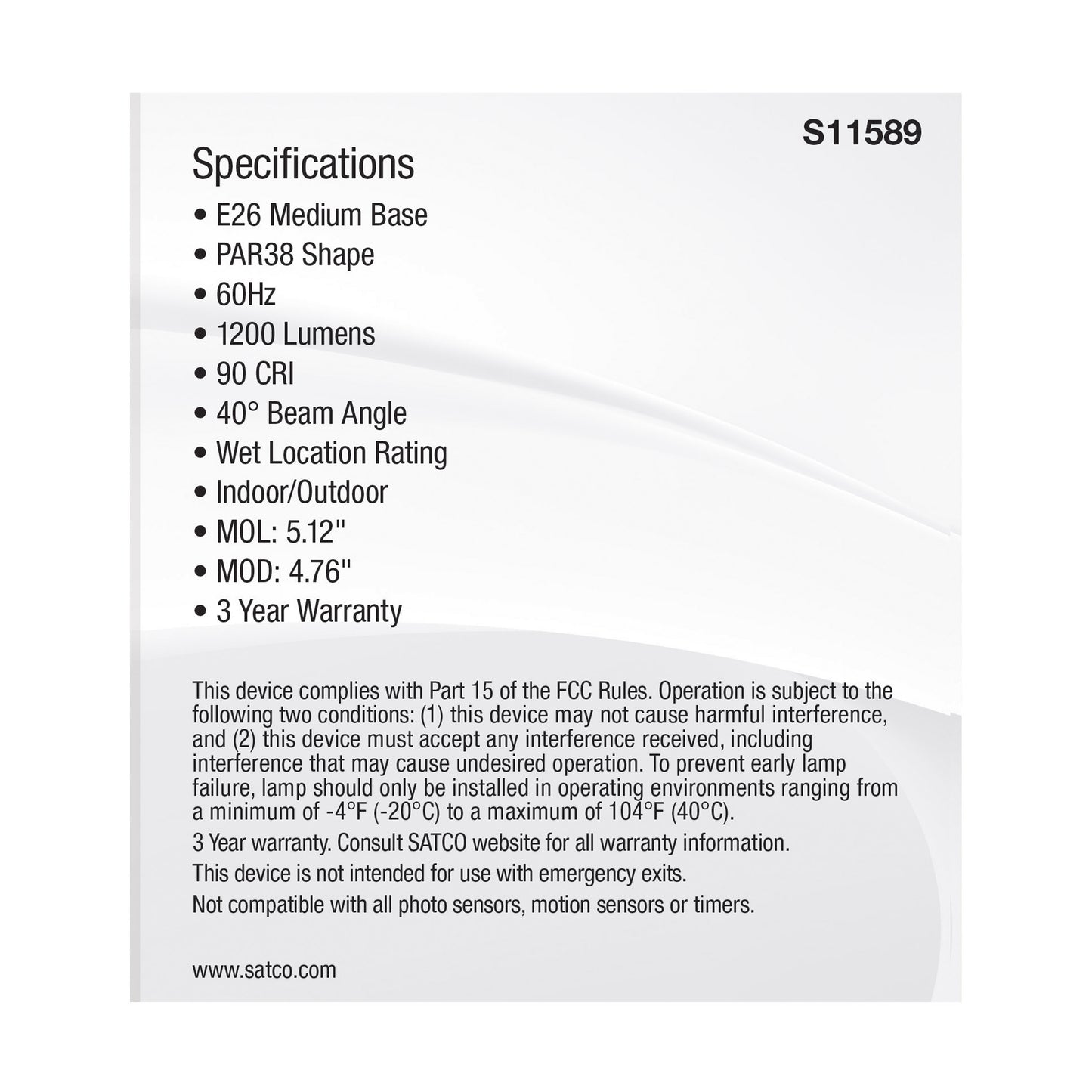 image of 13.3 Watt PAR38 LED - Medium Base - Silver Finish - CCT Selectable - 120 Volt - 40 Degree Beam Angle