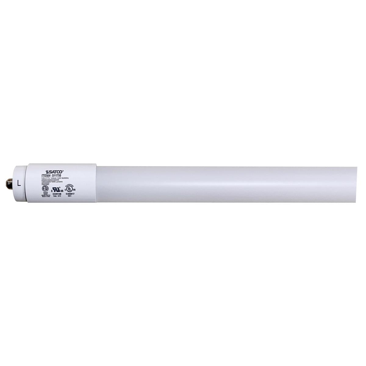 image of 14 Watt T8 LED - Single Pin Base - CCT Selectable - PET Shatterproof Coated - White Finish - Type B - Ballast Bypass - 48 Inches - 120-277 Volt