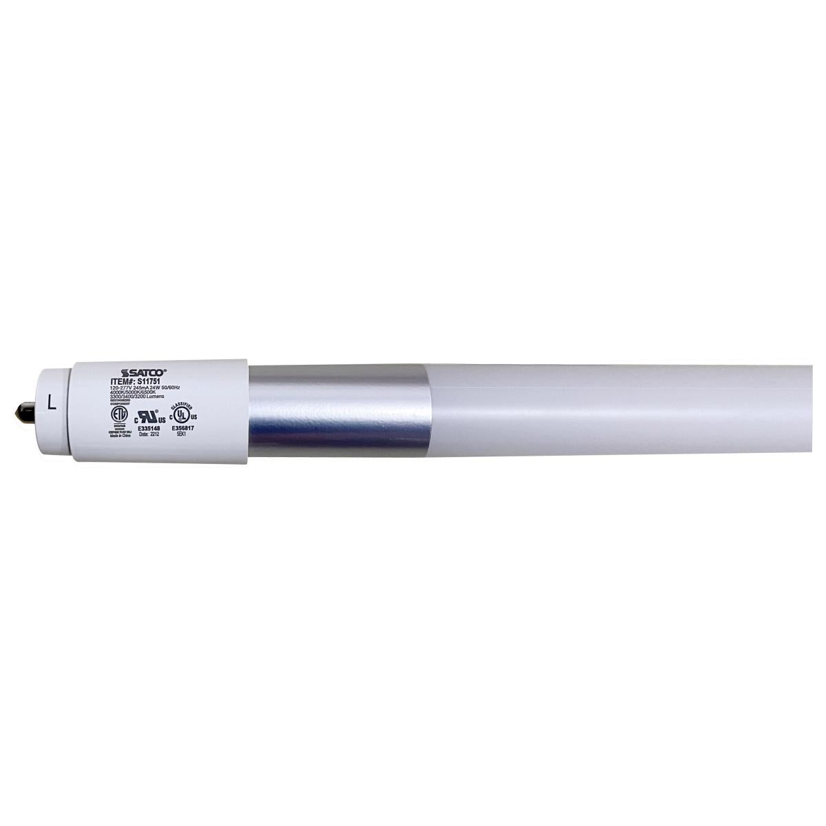 image of 24 Watt T8 LED - Single Pin Base - CCT Selectable - Type B - Ballast Bypass - PET Shatterproof Coated - White Finish - 72 Inches - 120-277 Volt