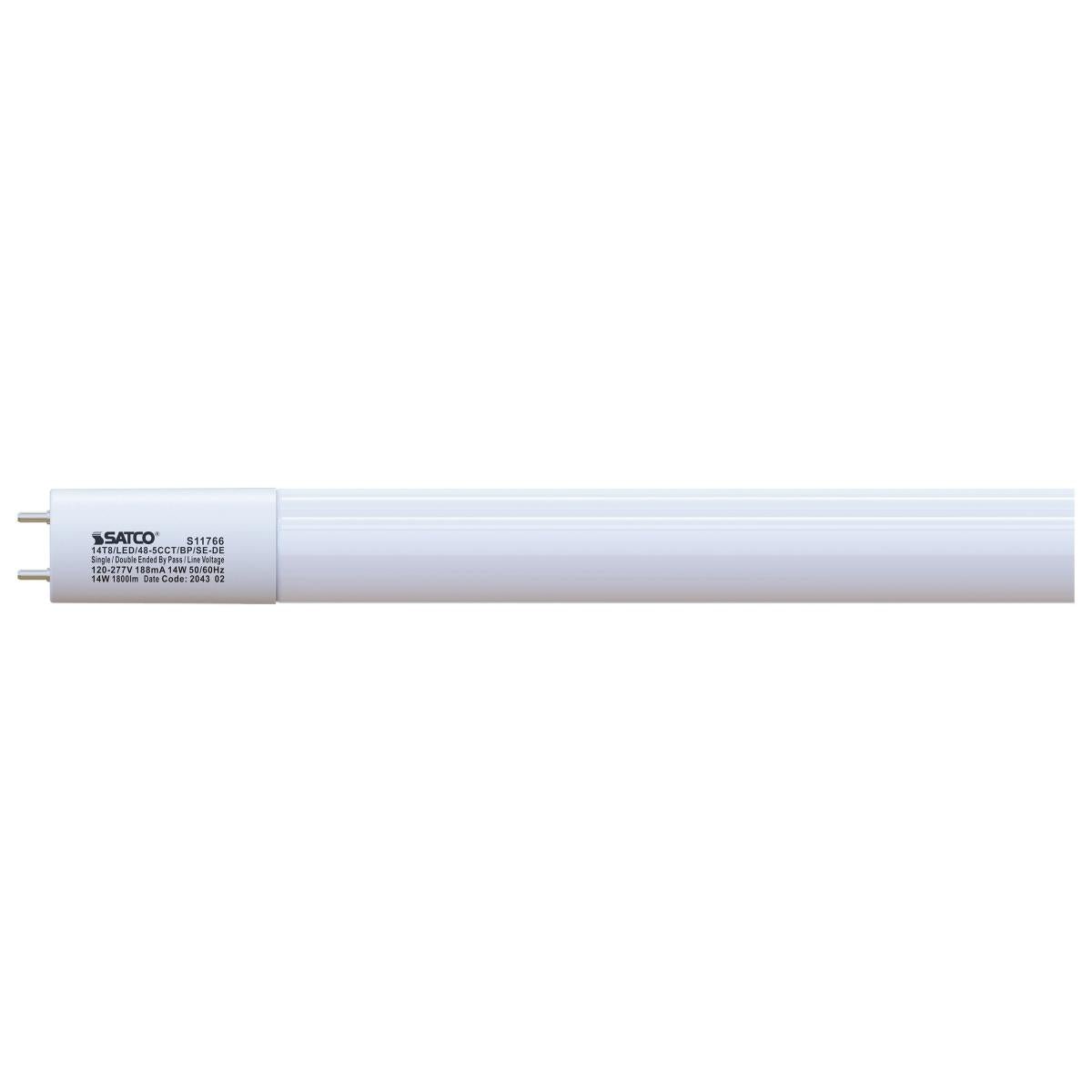 14 Watt - 4 Foot LED - T8 - CCT Selectable - Type B Ballast Bypass - G13 Base - 120-277 Volt