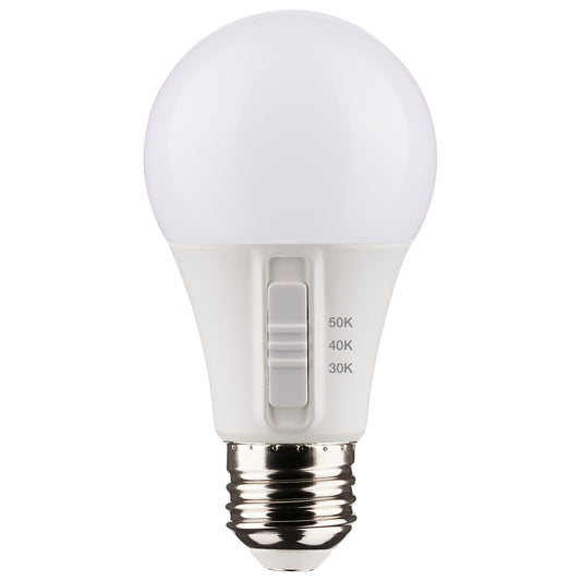 image of 9 Watt A19 LED - Medium Base - CCT Selectable - White Finish - 90 CRI - 120 Volt