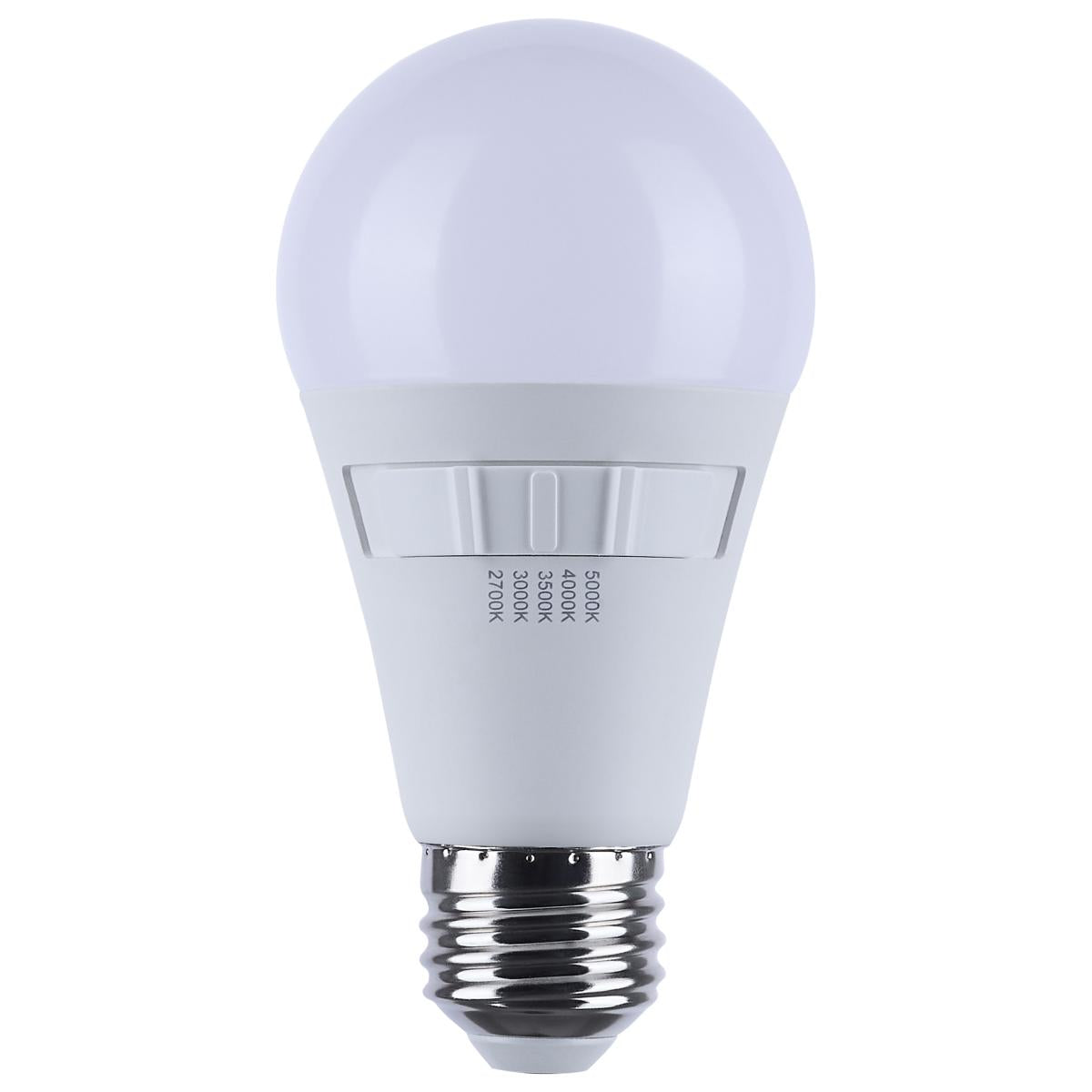12 Watt A19 LED - 27K/3K/35K/4K/5K CCT Selectable - Medium Base - White Finish - 120 Volt - 4-Pack