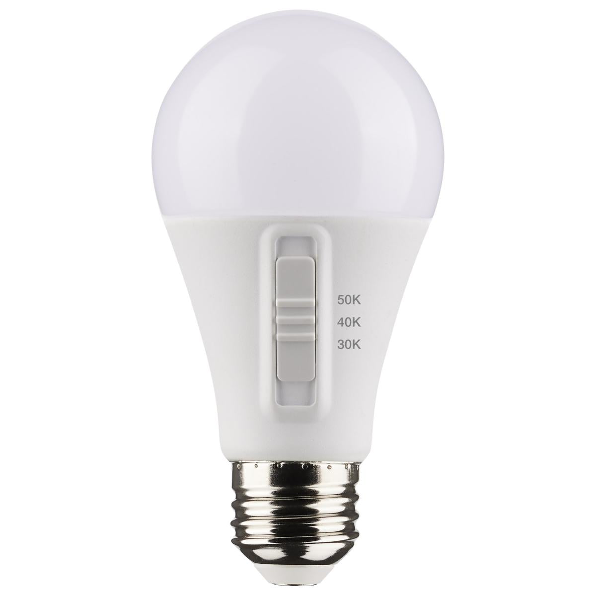 image of 12 Watt A19 LED - Medium Base - CCT Selectable - White Finish - 90 CRI - 120 Volt - 4 Pack