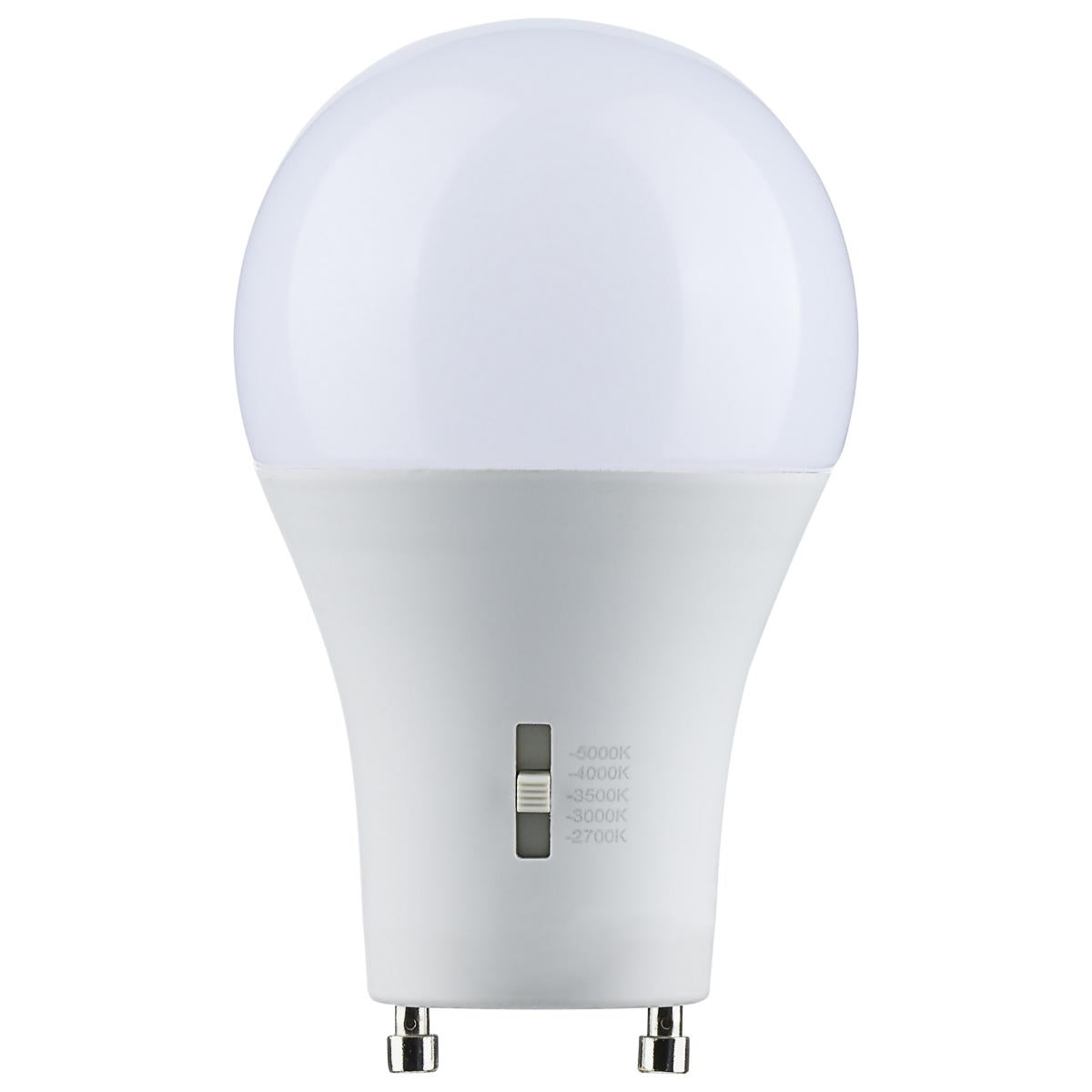 8.8 Watt A19 LED - Bi Pin GU24 Base - CCT Selectable - 120 Volt - White Finish