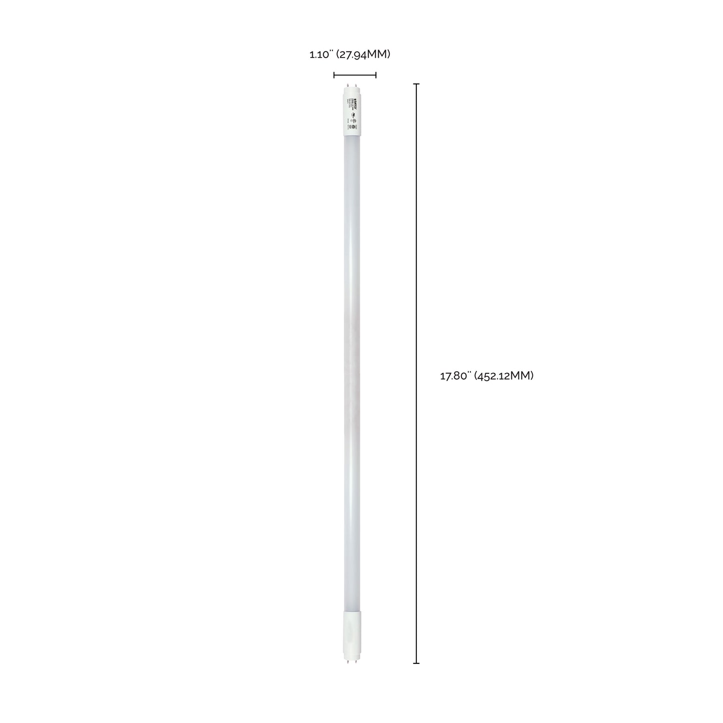 image of 7 Watt - 18 Inch - T8 Linear LED - Medium Bi-Pin G13Base - 3000K - 50000 Average Rated Hours - 700 Lumens - Type B Ballast Bypass