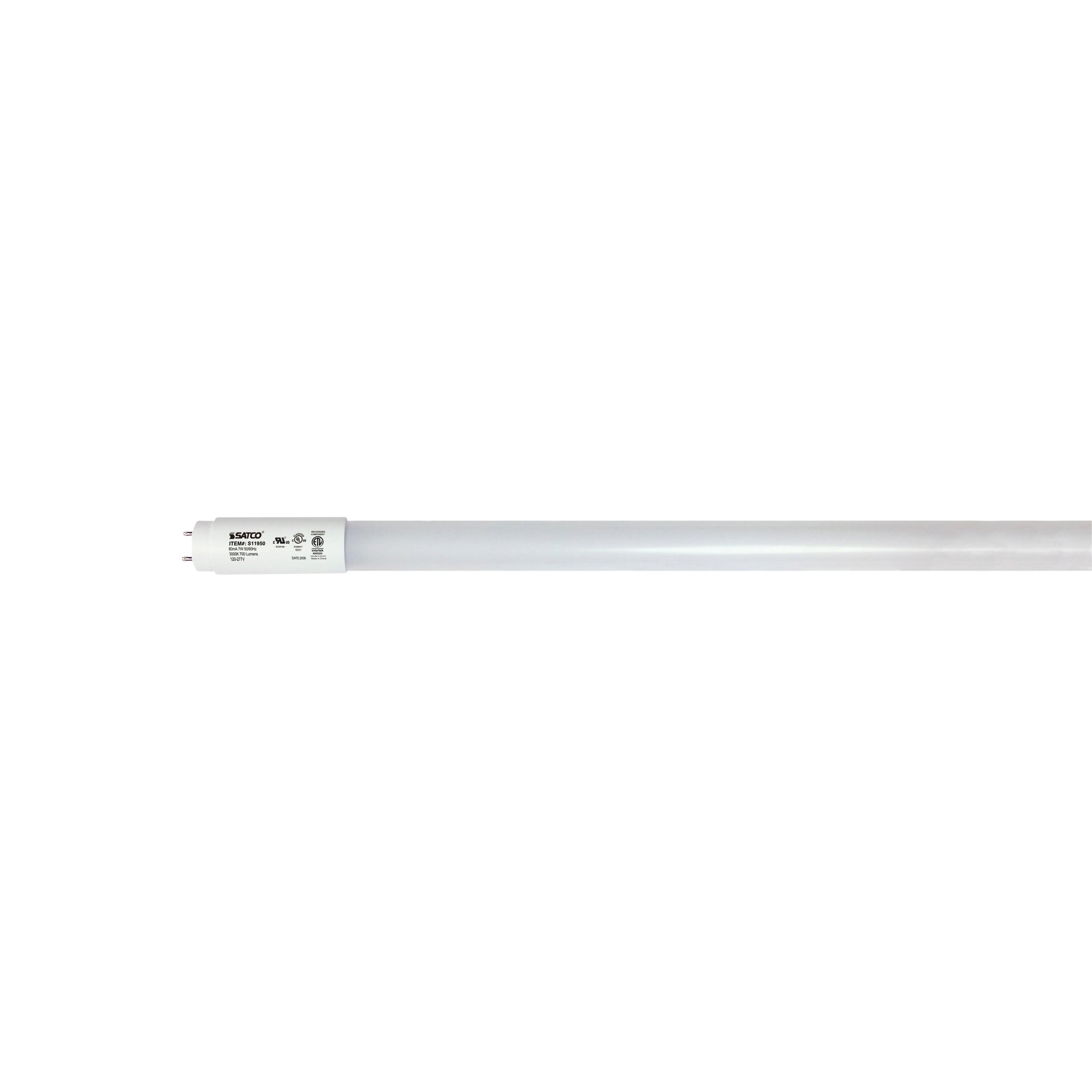 image of 7 Watt - 18 Inch - T8 Linear LED - Medium Bi-Pin G13Base - 3000K - 50000 Average Rated Hours - 700 Lumens - Type B Ballast Bypass