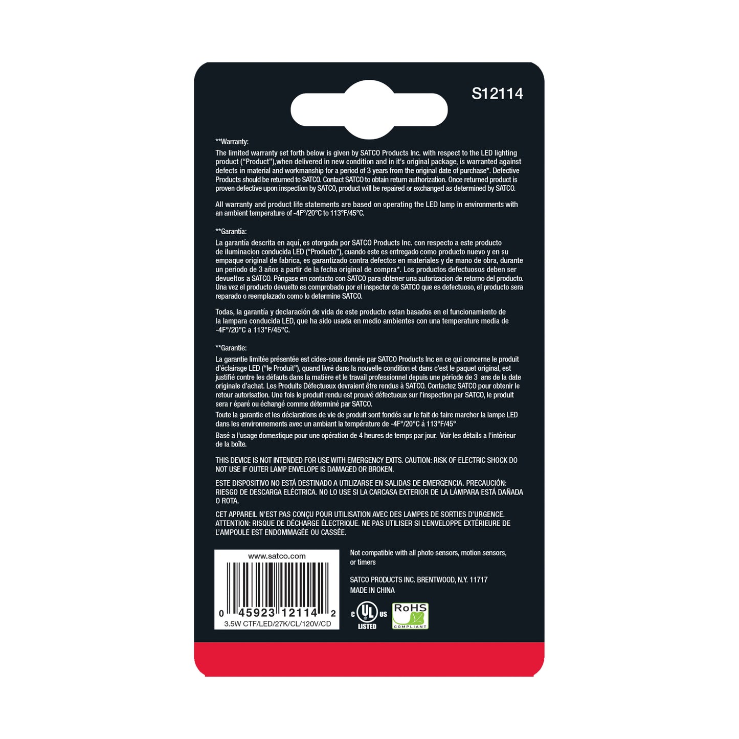 image of 3.5 Watt - T7 LED - Clear - Intermediate base - 3000K - 350 Lumens - 120 Volt - Carded