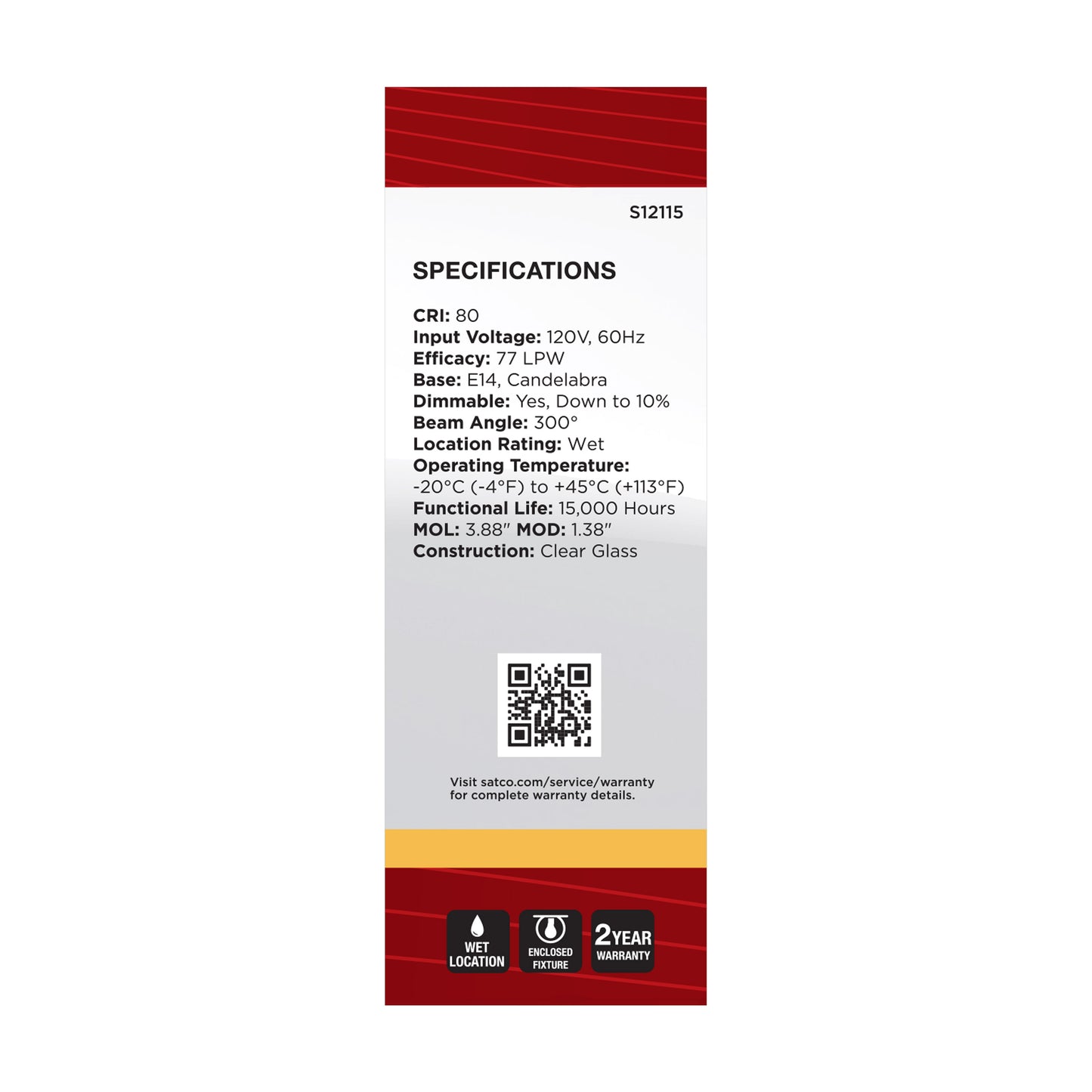 image of 4.5 Watt - B11 LED - Clear - 350 Lumens - 3000K - European base - 120 Volt