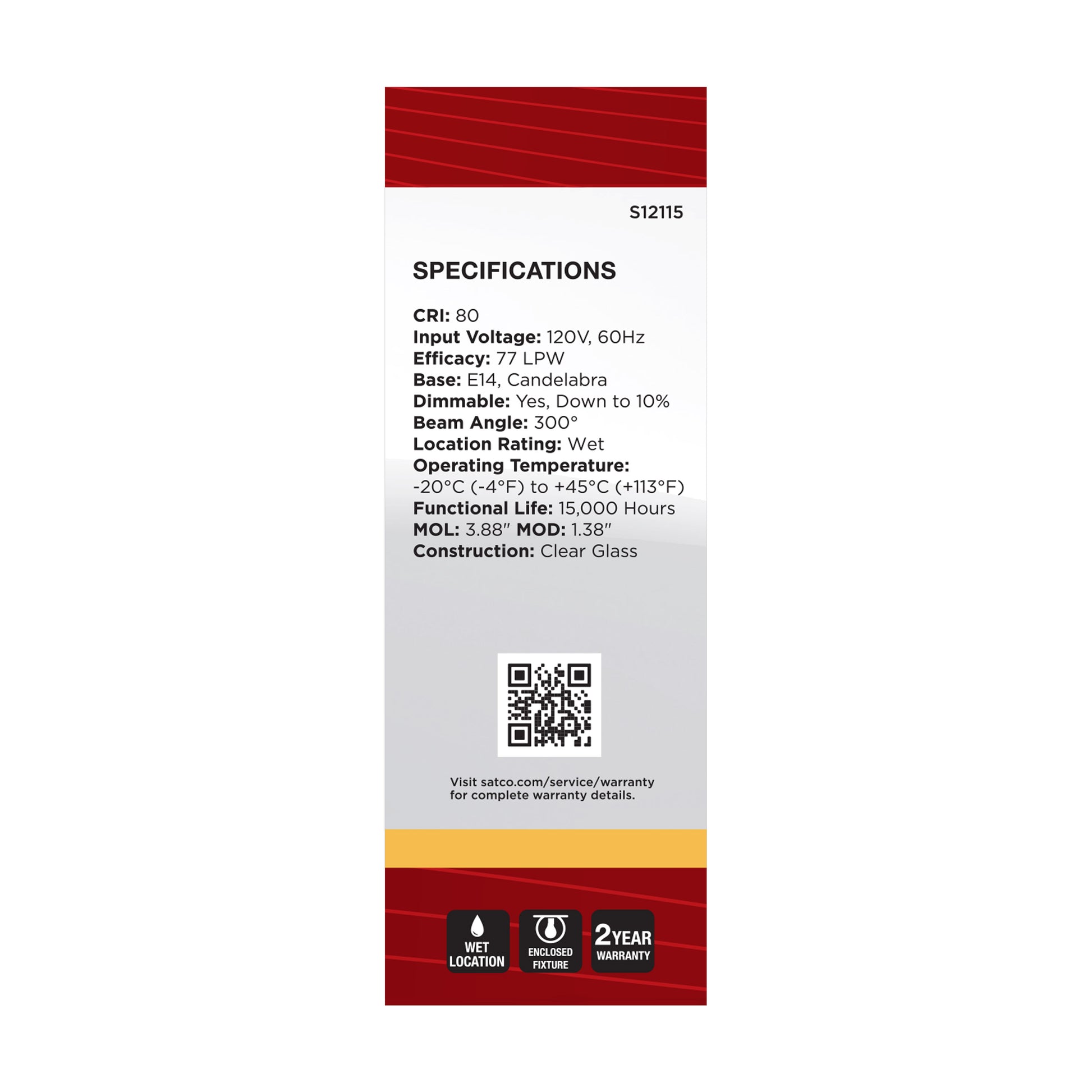 image of 4.5 Watt - B11 LED - Clear - 350 Lumens - 3000K - European base - 120 Volt