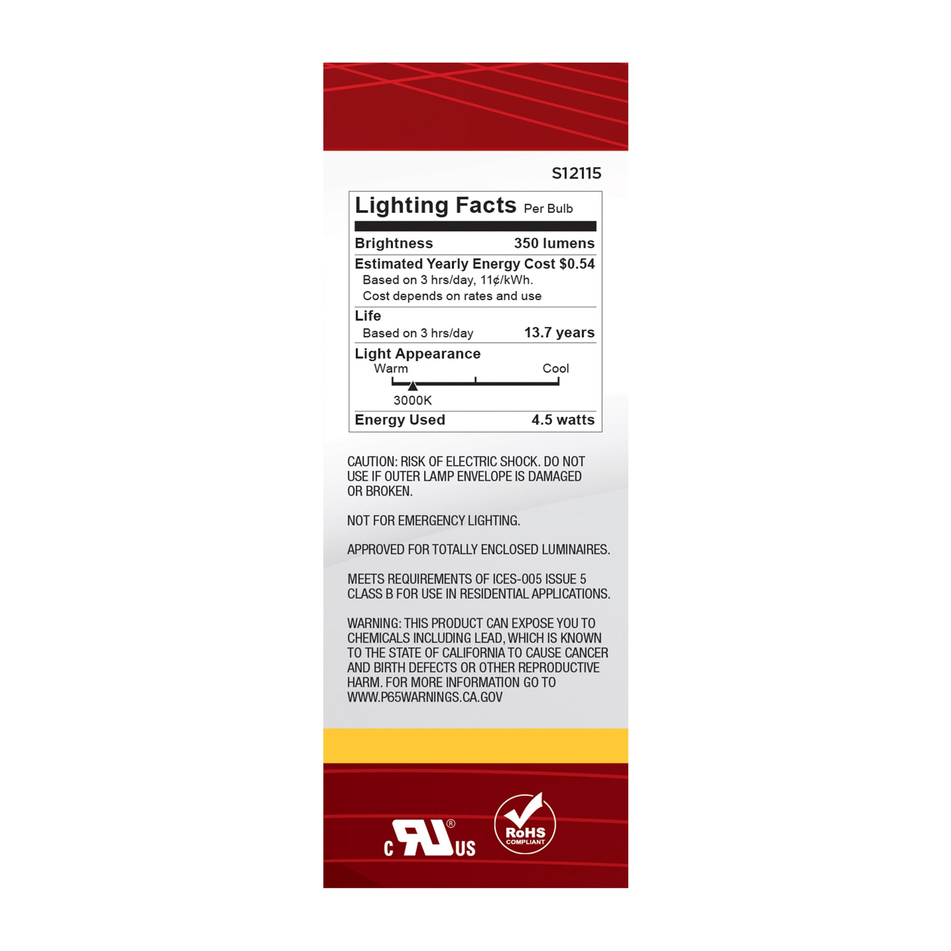 image of 4.5 Watt - B11 LED - Clear - 350 Lumens - 3000K - European base - 120 Volt