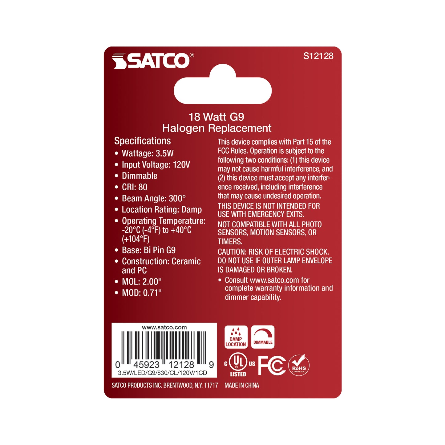 image of 3.5 Watt Mini LED - G9 Base - 3000K - Clear Finish - 120 Volt