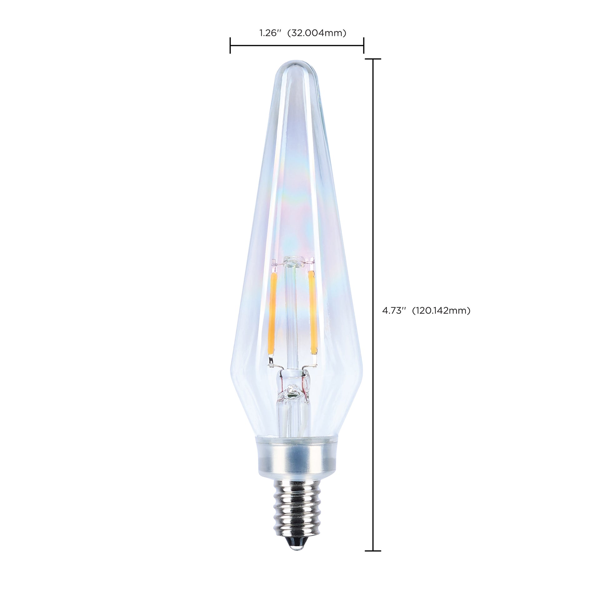 image of 2 Watt Prismatic HX11 LED - 2700K CCT - Candelabra Base - 120 Volt - Clear Finish - 2-Card