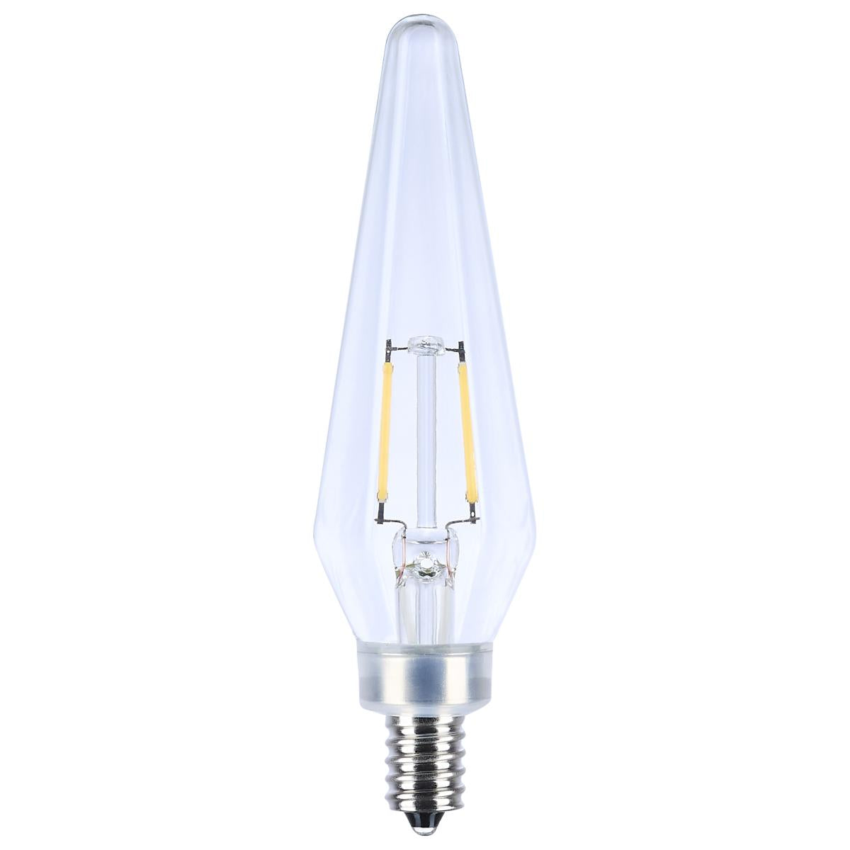 2 Watt Prismatic HX11 LED - 2700K CCT - Candelabra Base - 120 Volt - Clear Finish - 2-Card