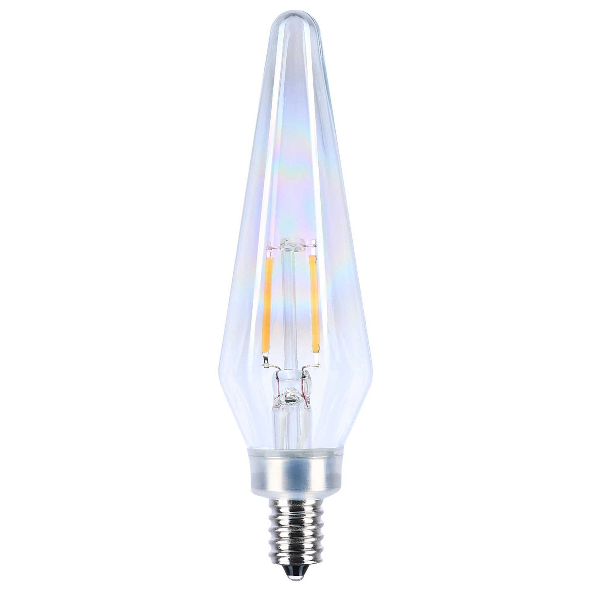 image of 2 Watt Prismatic HX11 LED - 2700K CCT - Candelabra Base - 120 Volt - Aurora Finish - 2-Card