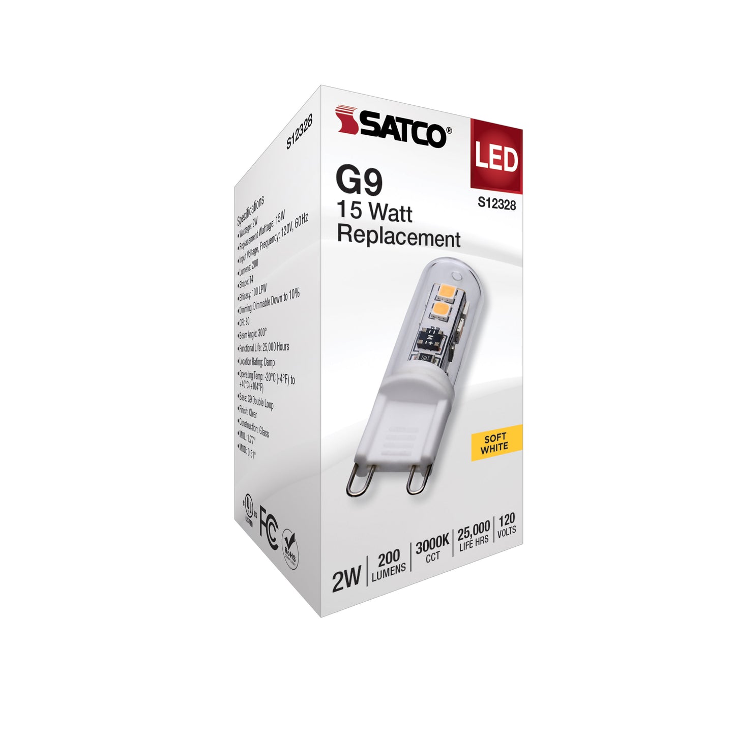 image of 2 Watt T4 LED - Clear Finish - G9 Base - 3000K - 120 Volt