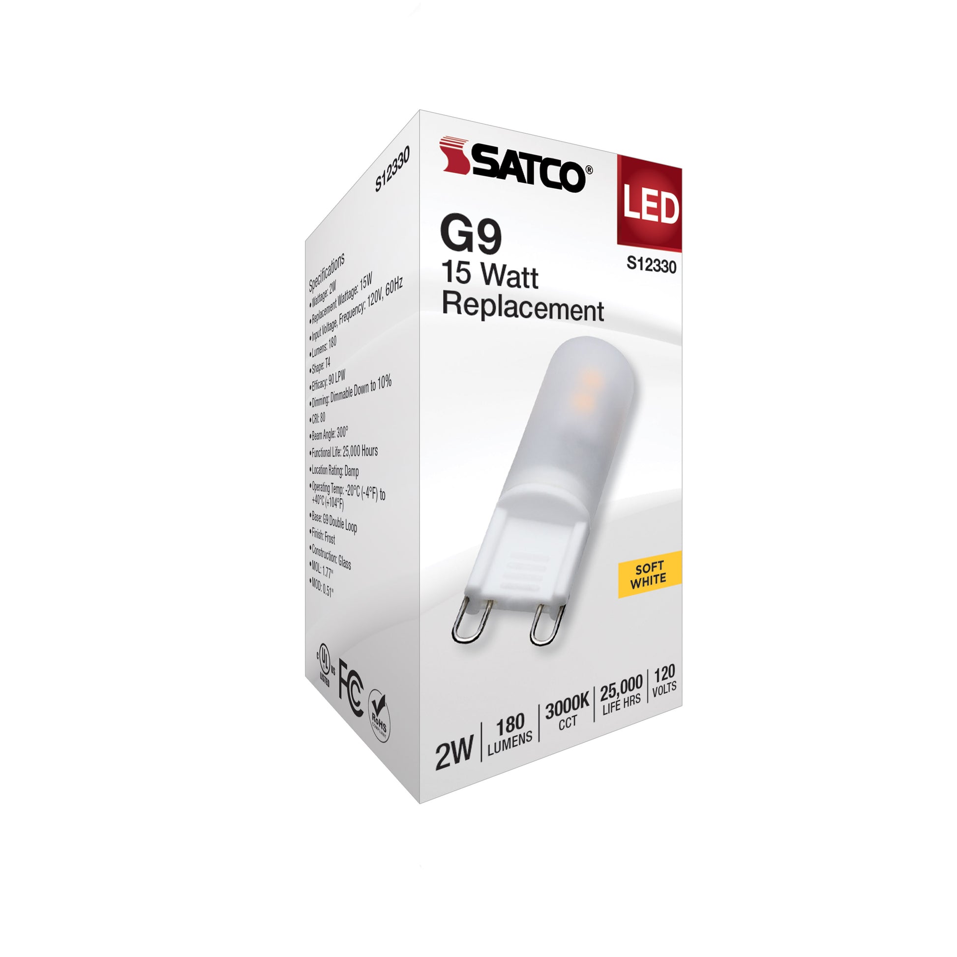 image of 2 Watt T4 LED - Frost Finish - G9 Base - 3000K - 120 Volt