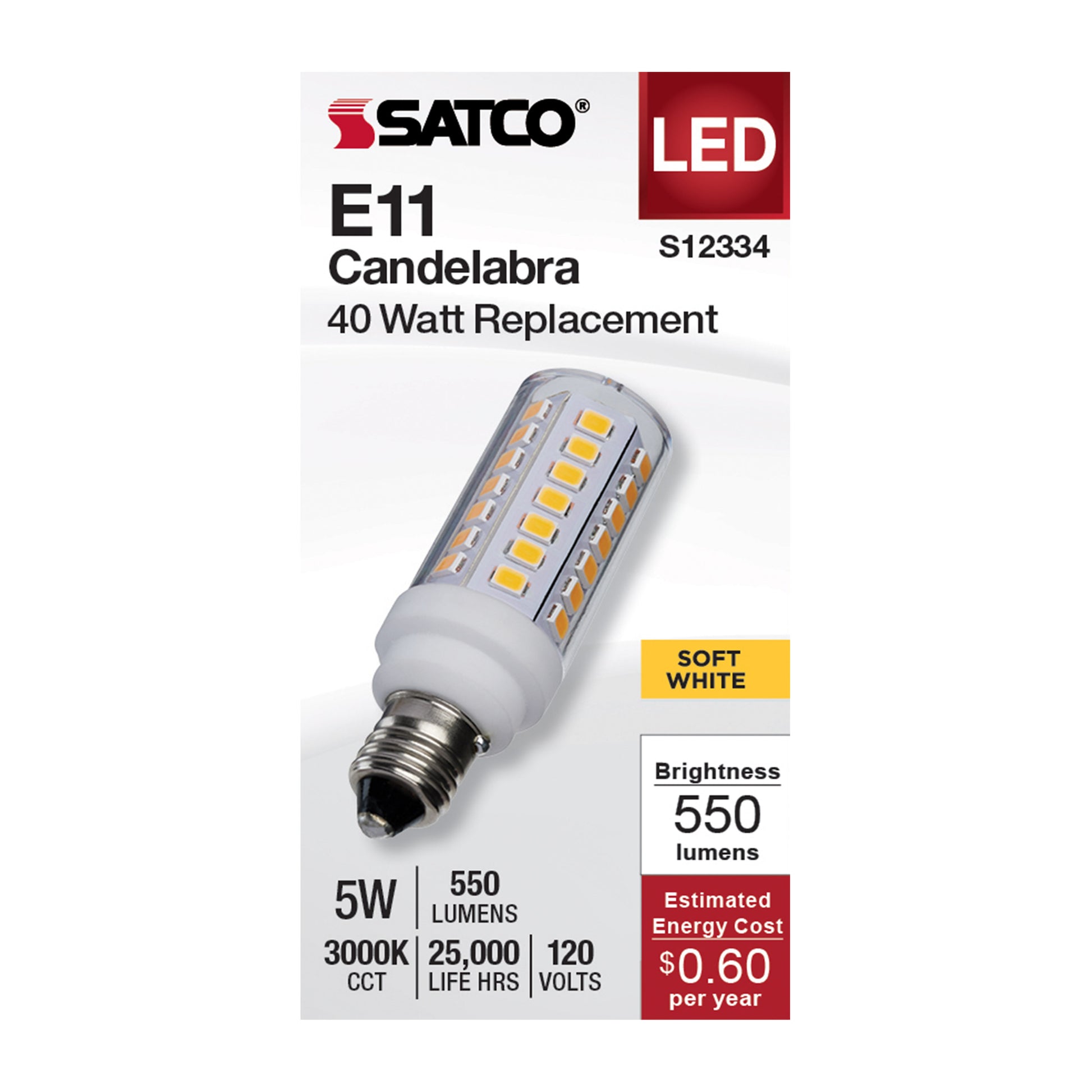 image of 5 Watt T6 LED - Clear Finish - E11 Base - 3000K - 120 Volt