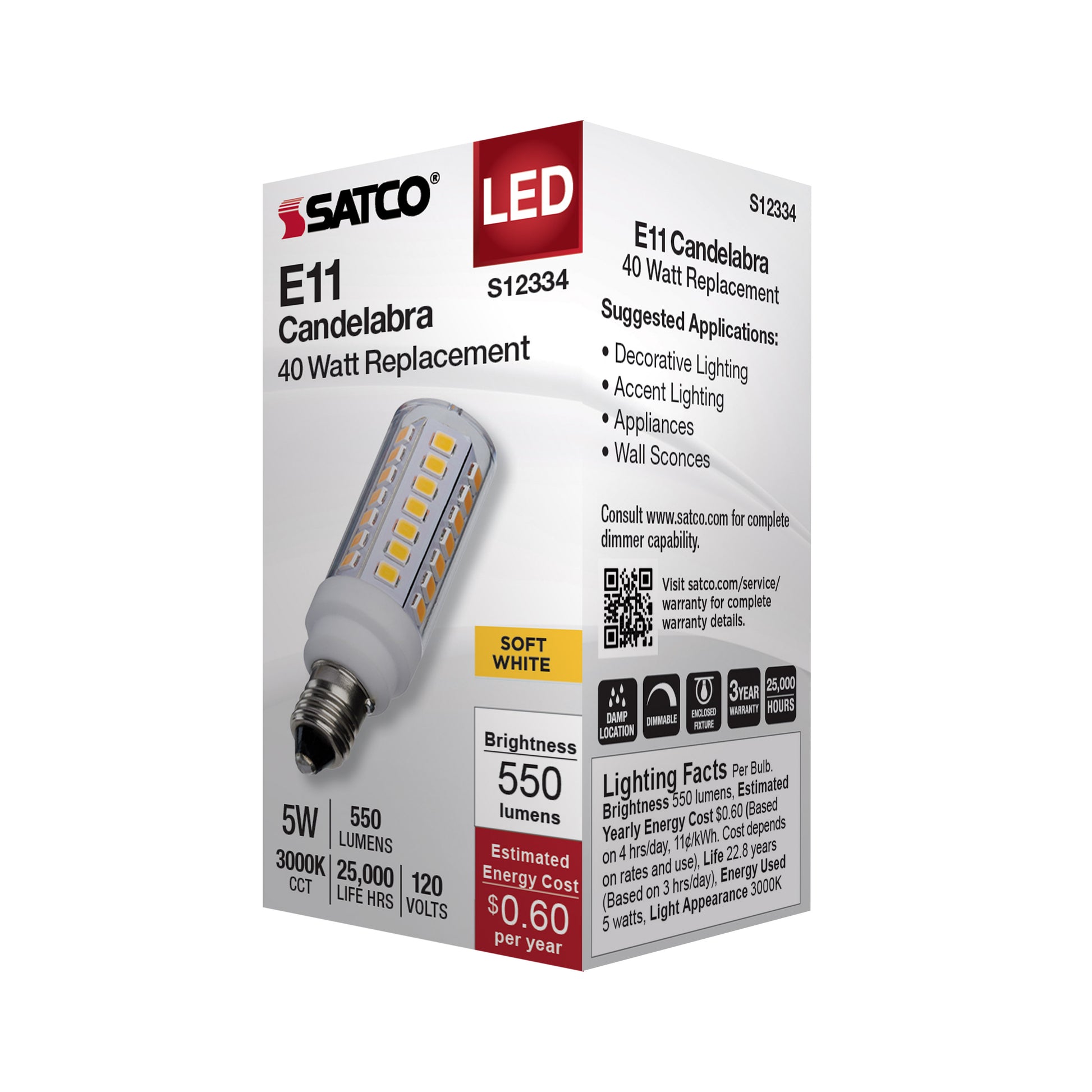 image of 5 Watt T6 LED - Clear Finish - E11 Base - 3000K - 120 Volt