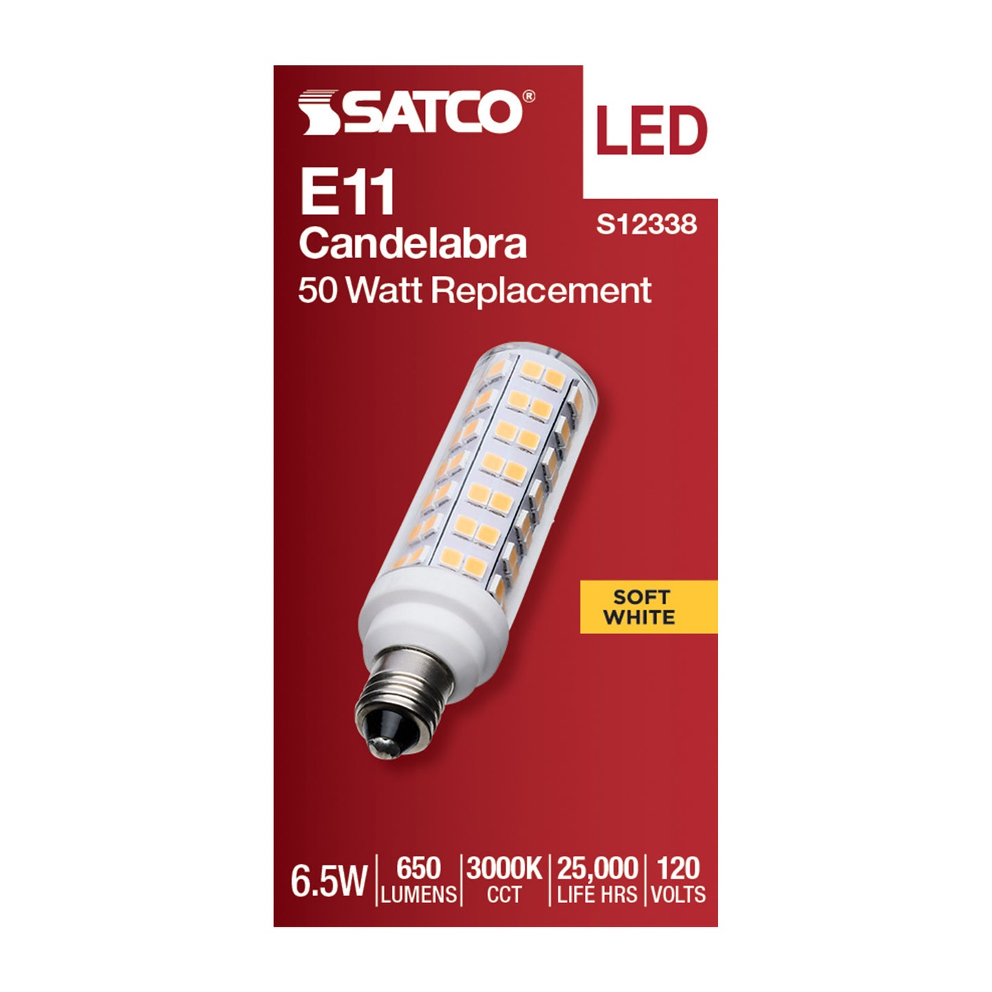 image of 6.5 Watt T6 LED - Clear Finish - E11 Base - 3000K - 120 Volt