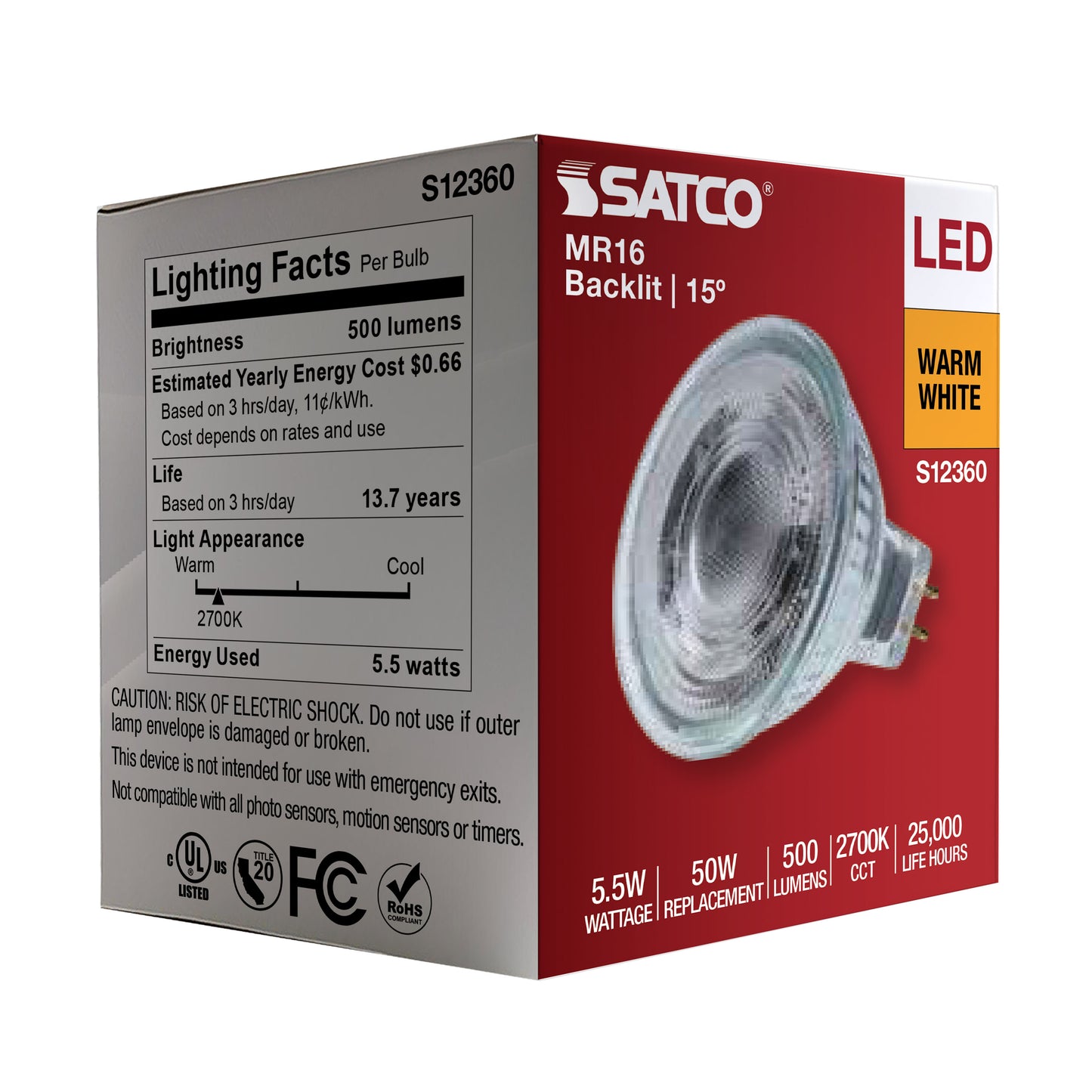 image of 5.5 Watt MR16 LED Spotlight - 2700K CCT - GU5.3 Base - 12 Volt