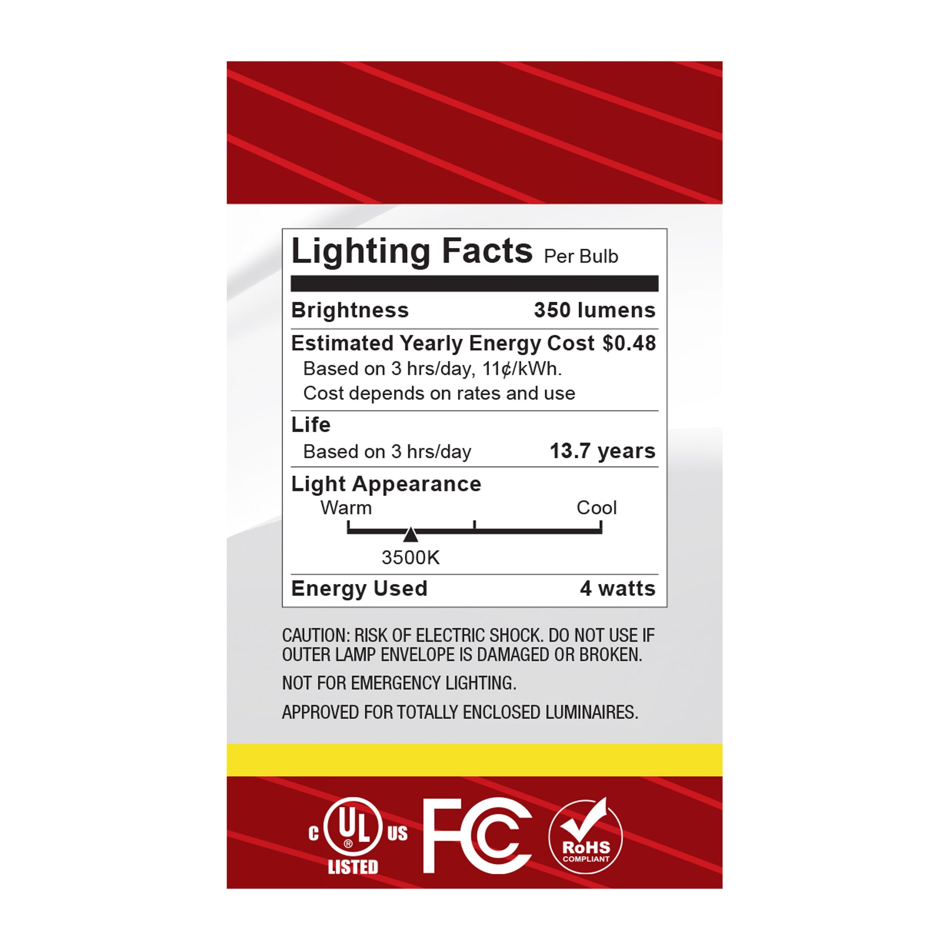 image of 4 Watt G16.5 LED - Candelabra Base - Clear - 3500K CCT - 120 Volt