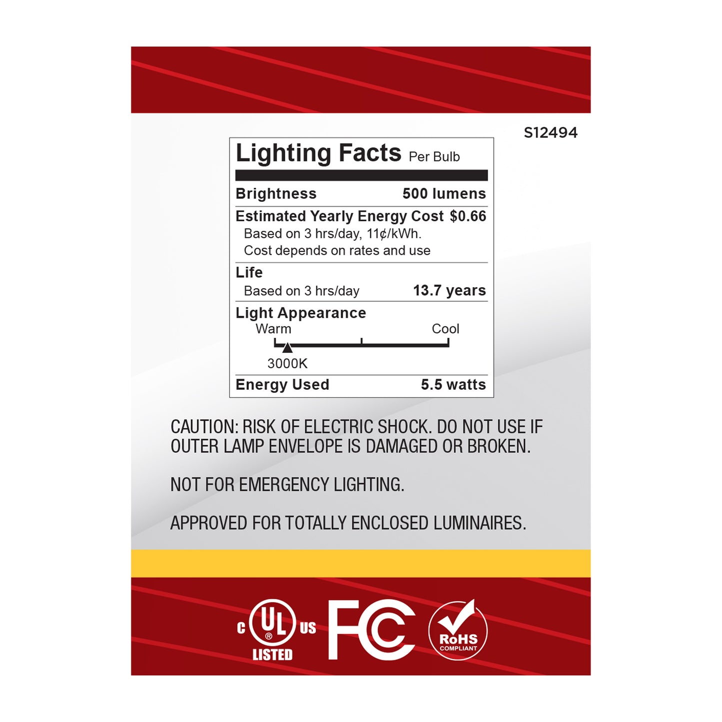 image of 5.5 Watt B11 LED - Candelabra Base - Clear - 3000K CCT - 120 Volt - 10-pk