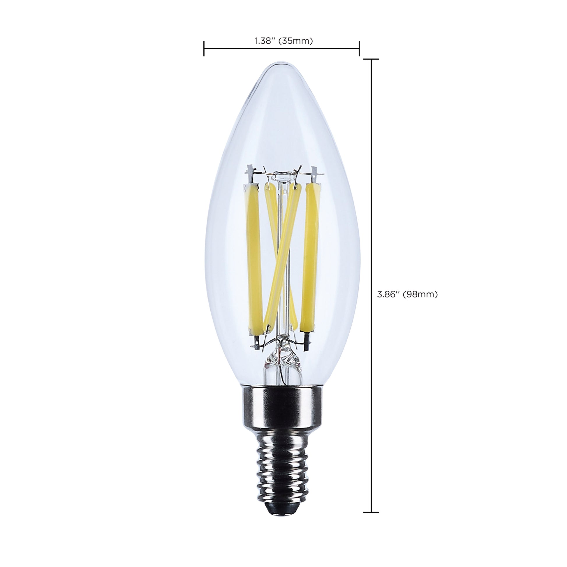 image of 8 Watt B11 LED - Candelabra Base - Candle-Tip - Clear - 3500K CCT - 120 Volt