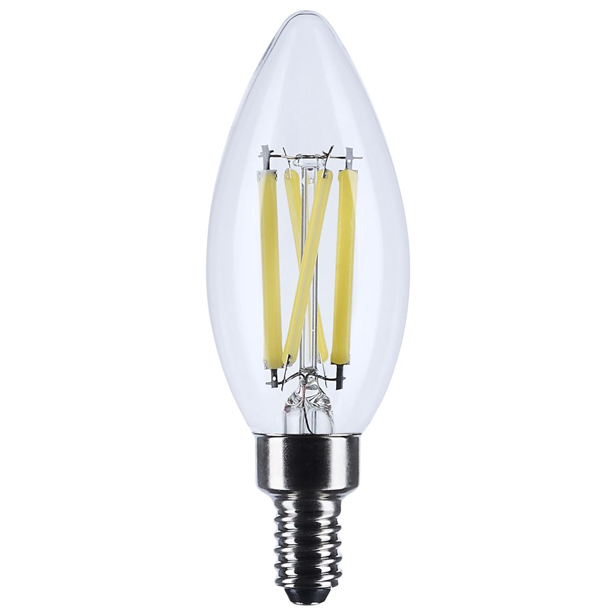 image of 8 Watt B11 LED - Candelabra Base - Candle-Tip - Clear - 3500K CCT - 120 Volt