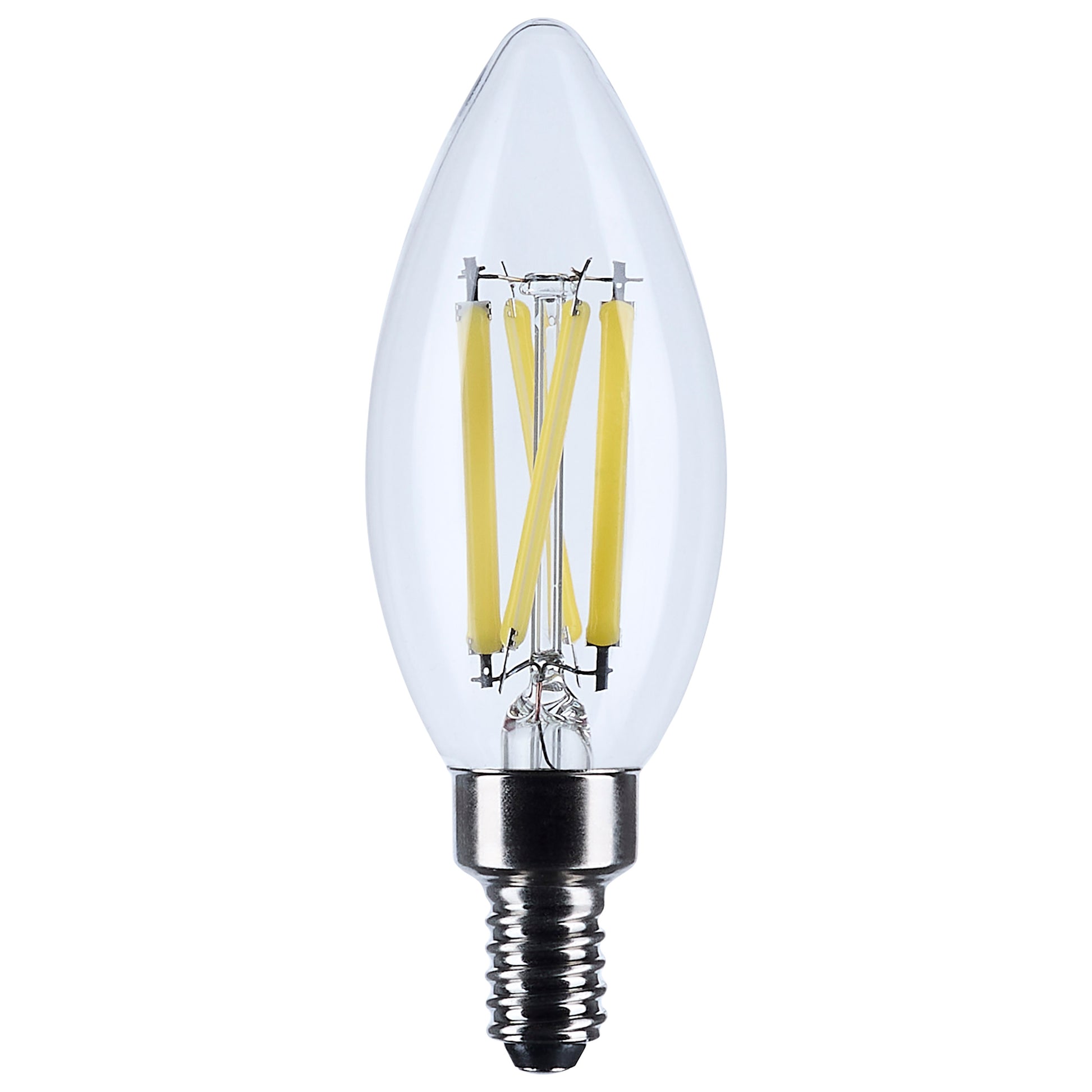 image of 8 Watt B11 LED - Candelabra Base - Candle-Tip - Clear - 3500K CCT - 120 Volt